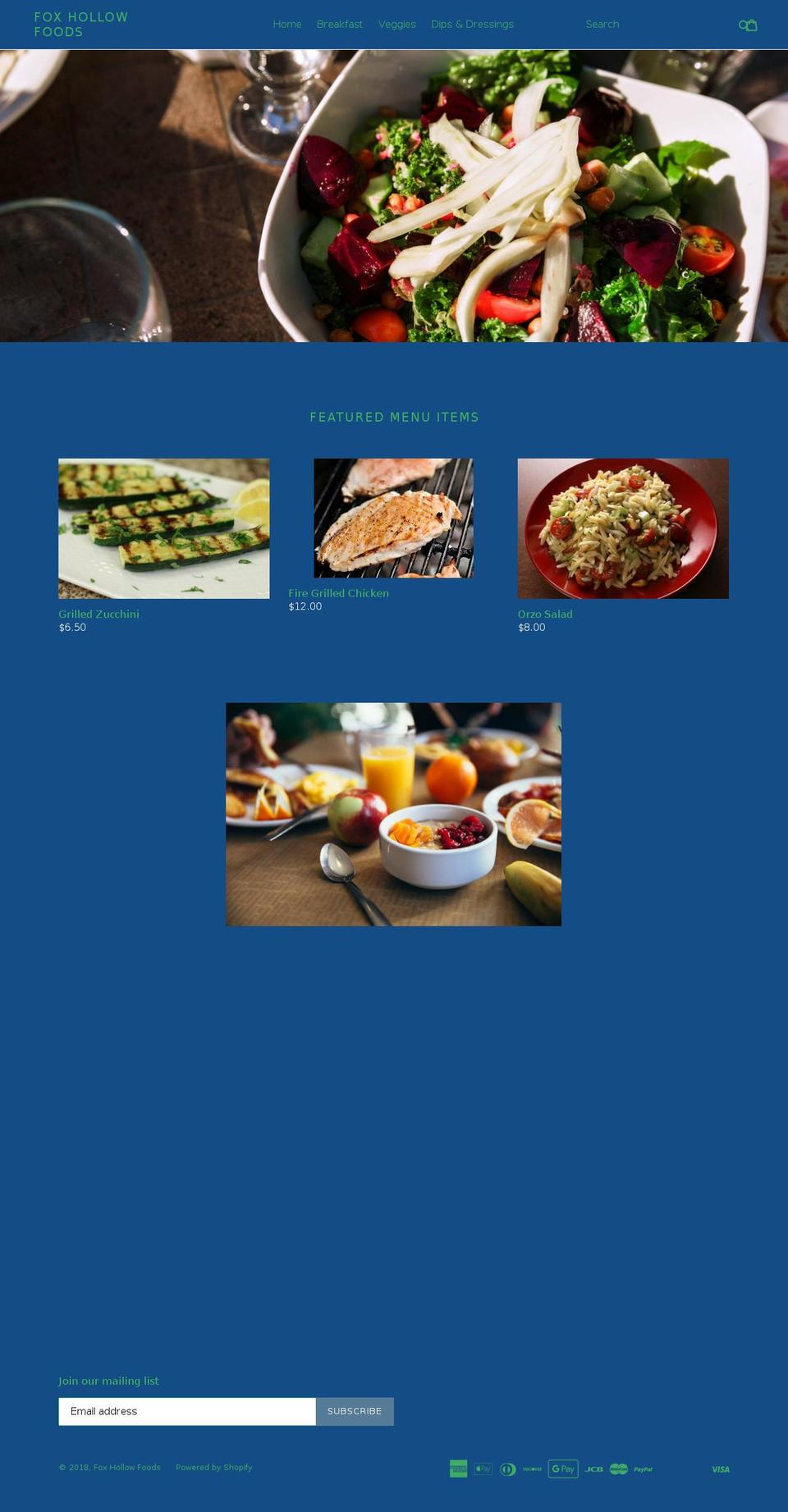 foxhollowfoods.com — Shopify storefront screenshot