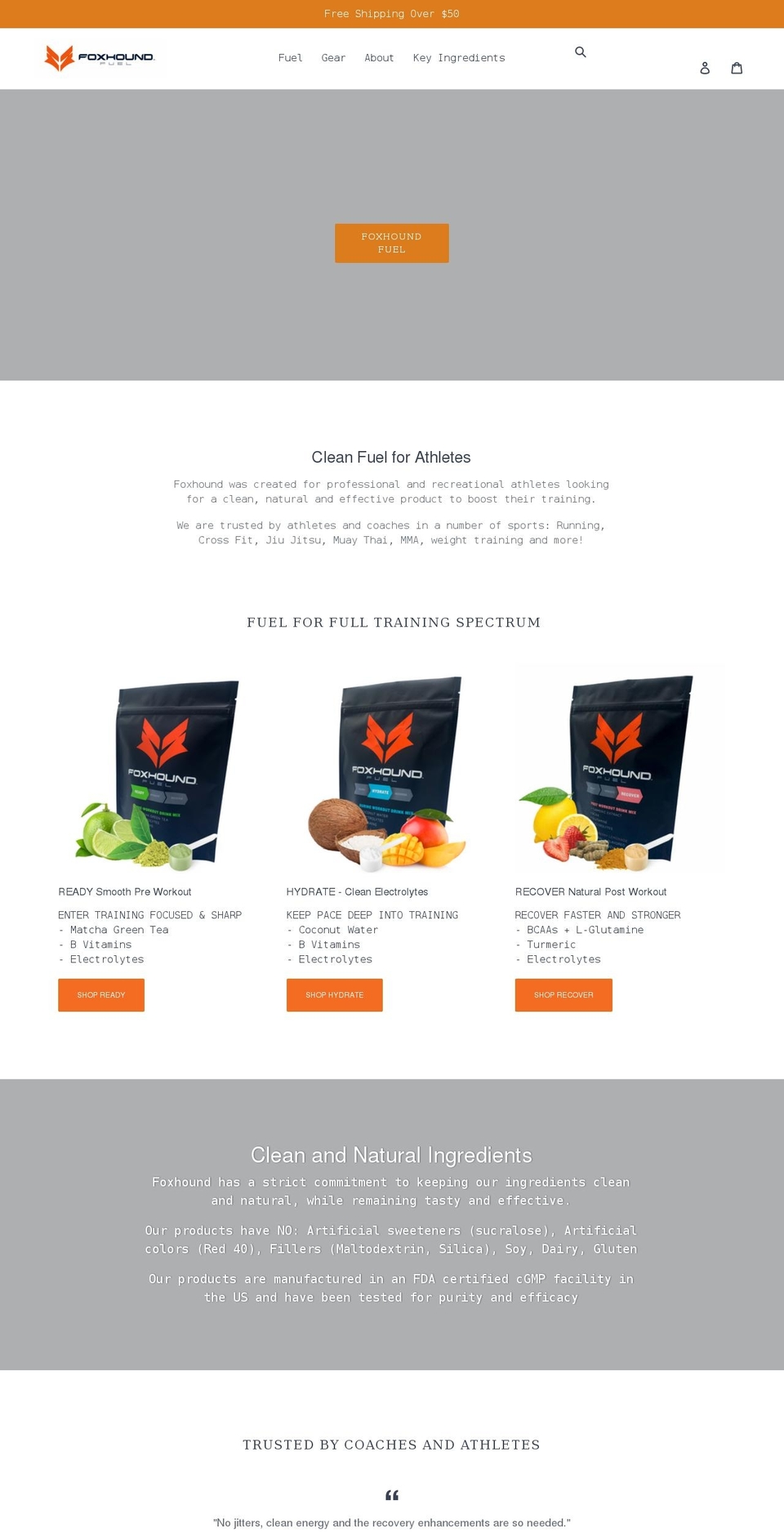 foxhoundfuel.com shopify website screenshot