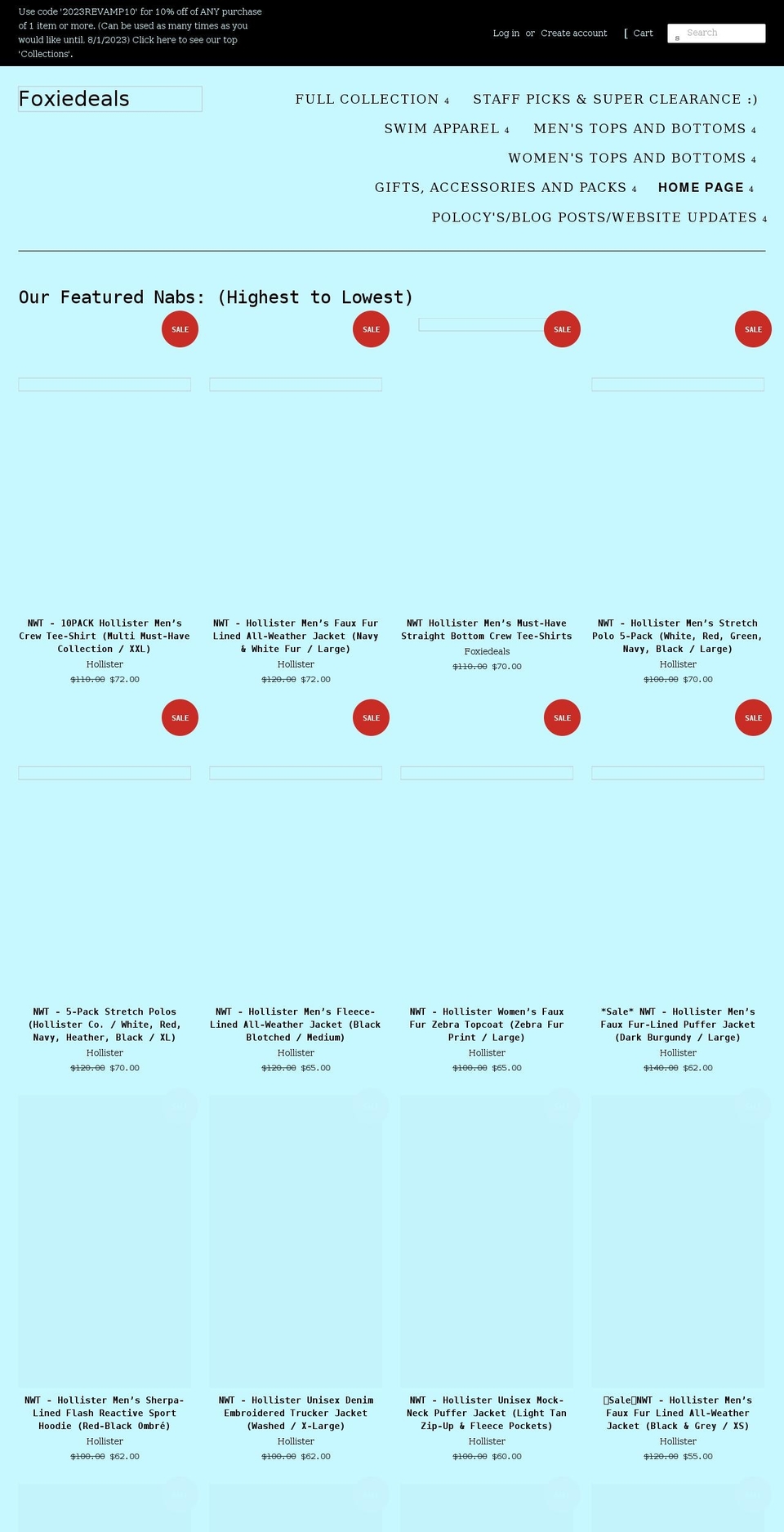 foxiedeals.com shopify website screenshot