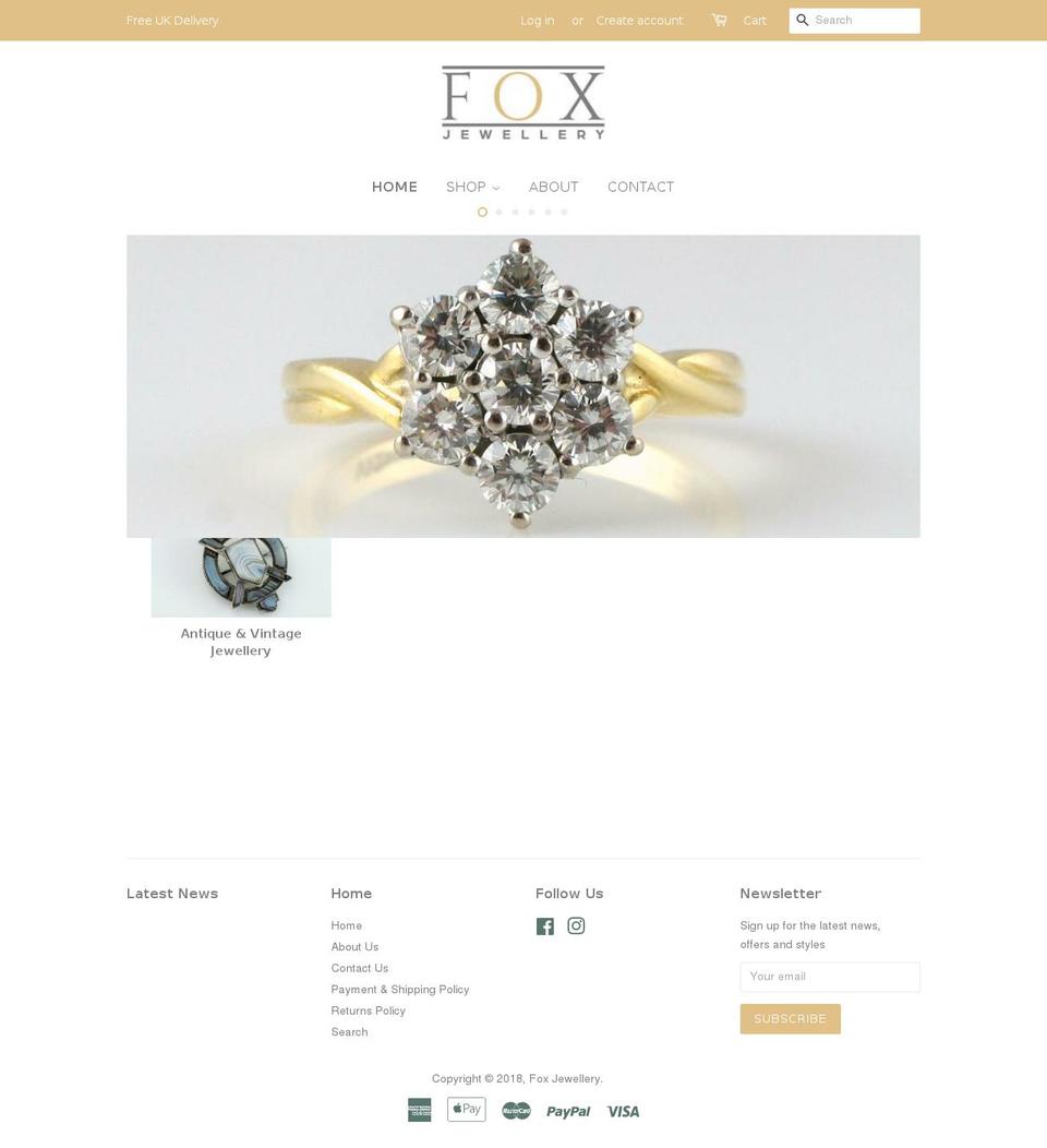 porto Shopify theme site example foxjewellery.com