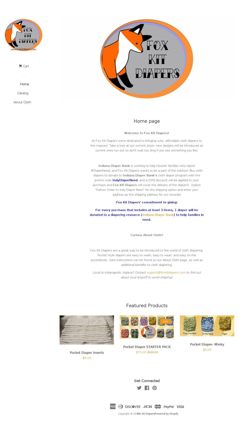 foxkitdiapers.com — Shopify storefront screenshot