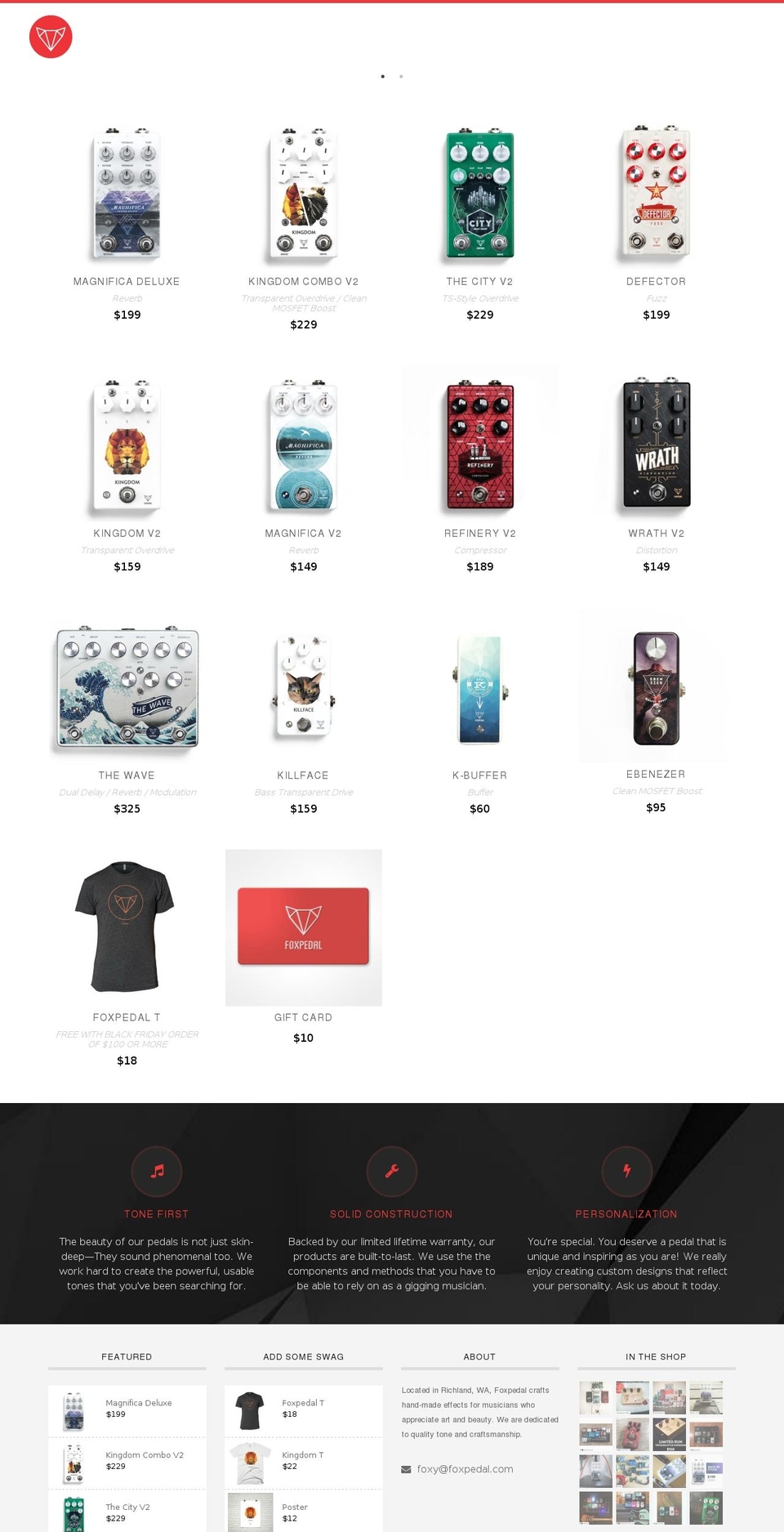 foxpedals.com shopify website screenshot