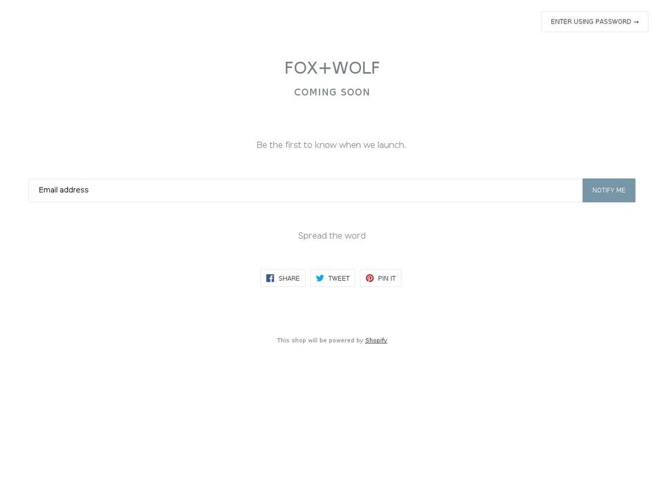 foxpluswolf.com shopify website screenshot