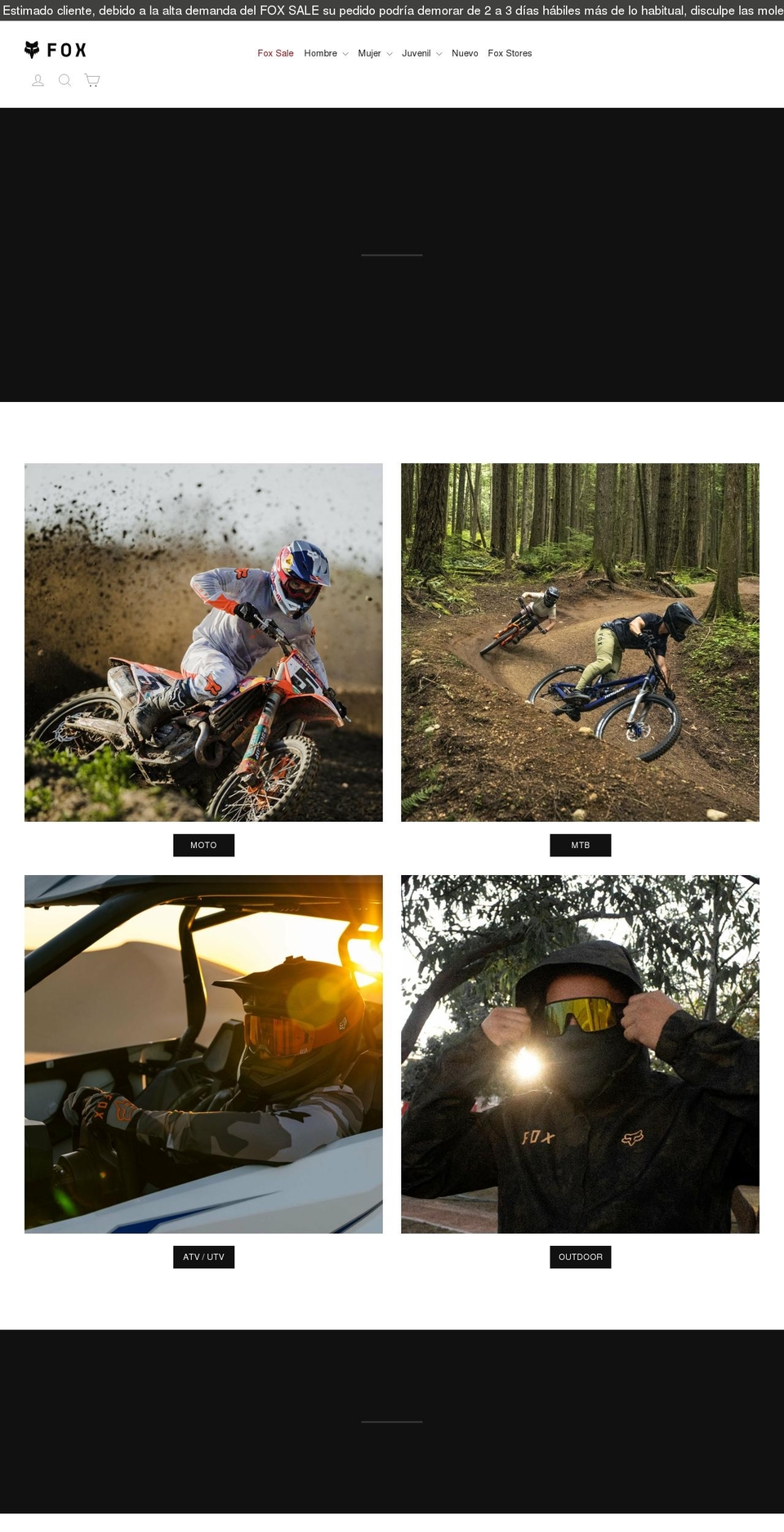 foxracing.com.mx shopify website screenshot