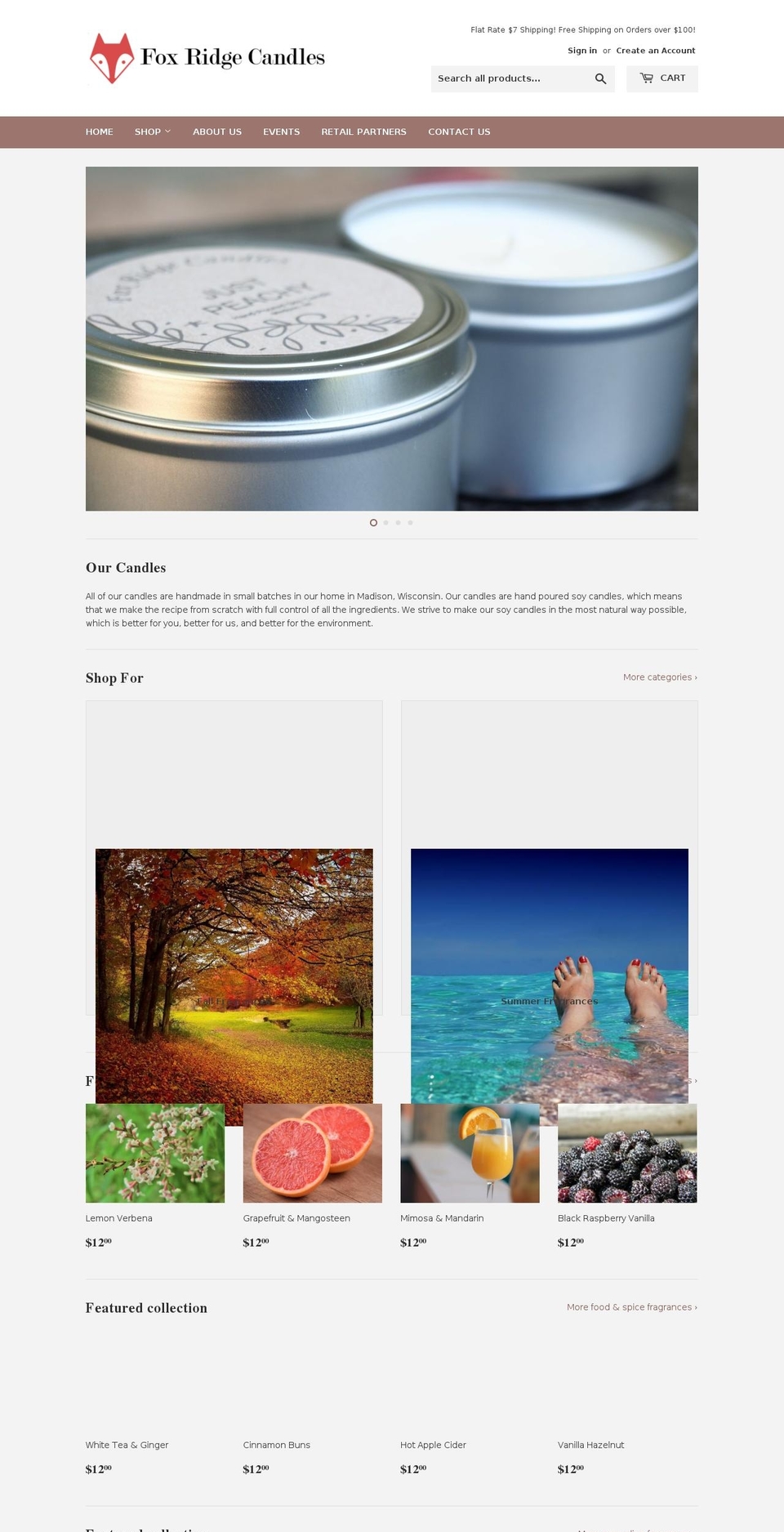 foxridgecandles.com — Shopify storefront screenshot