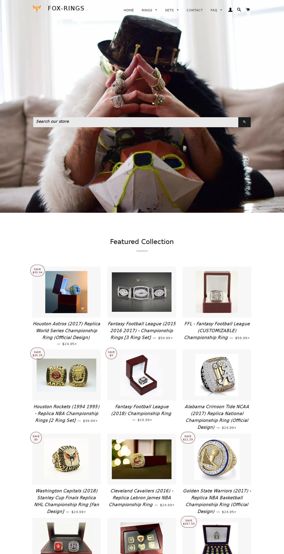 foxrings.com shopify website screenshot