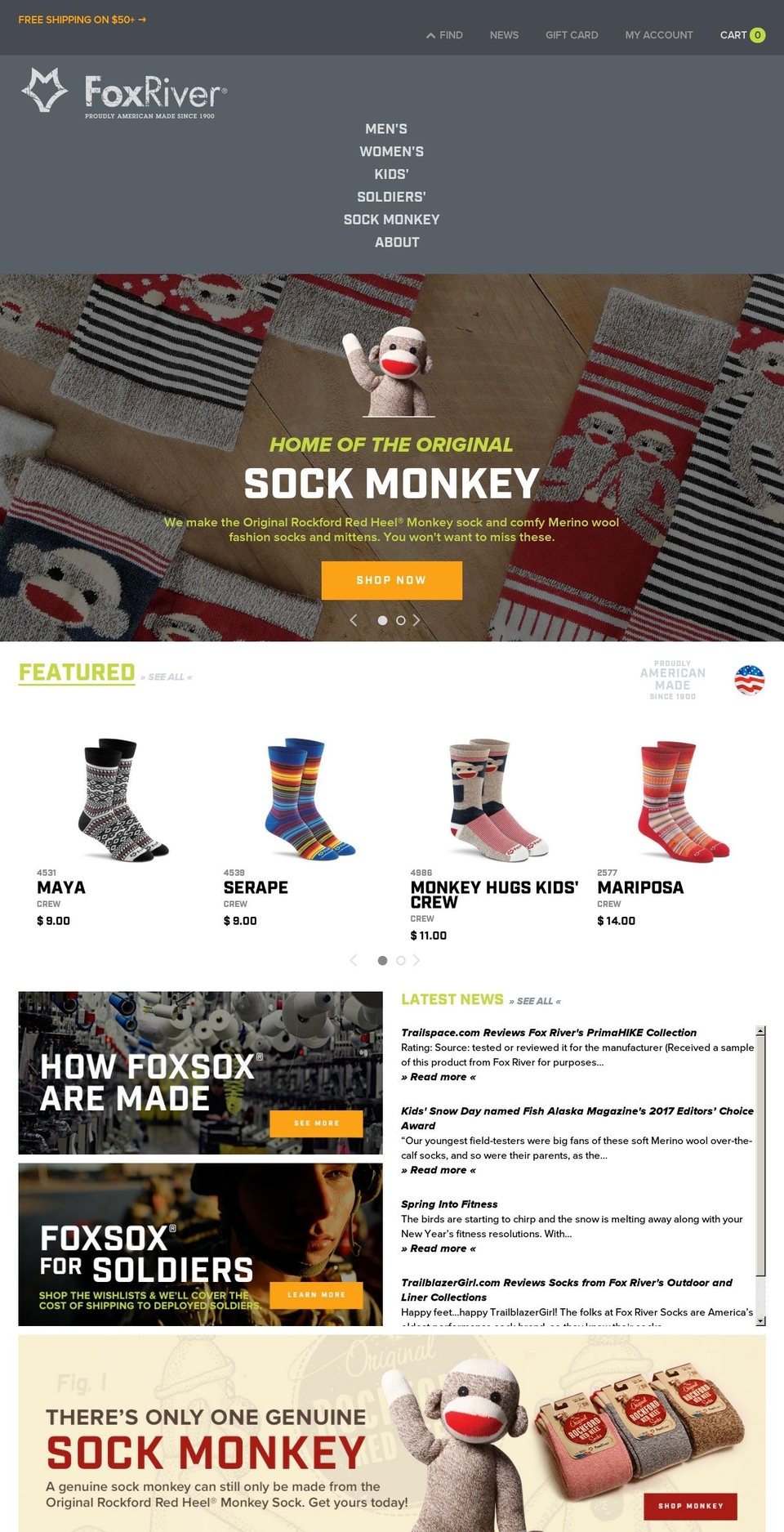 foxrivermills.com shopify website screenshot