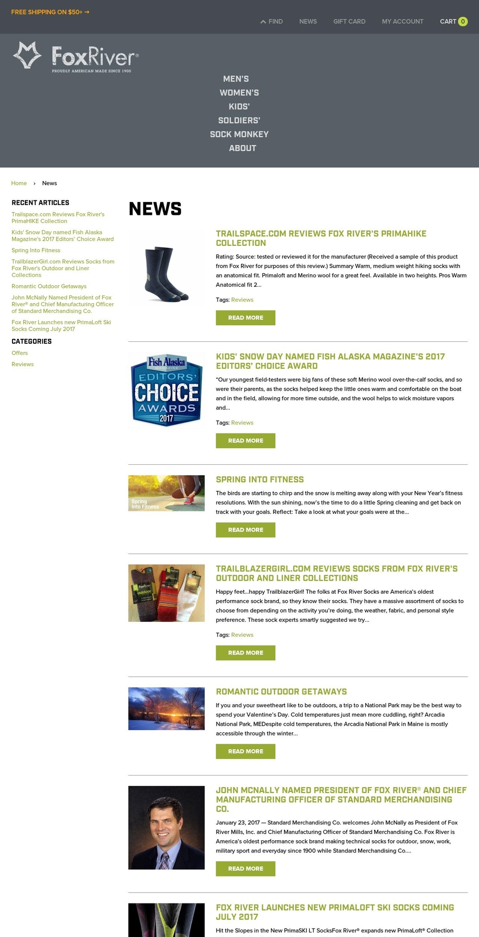 foxriversocksale.com shopify website screenshot