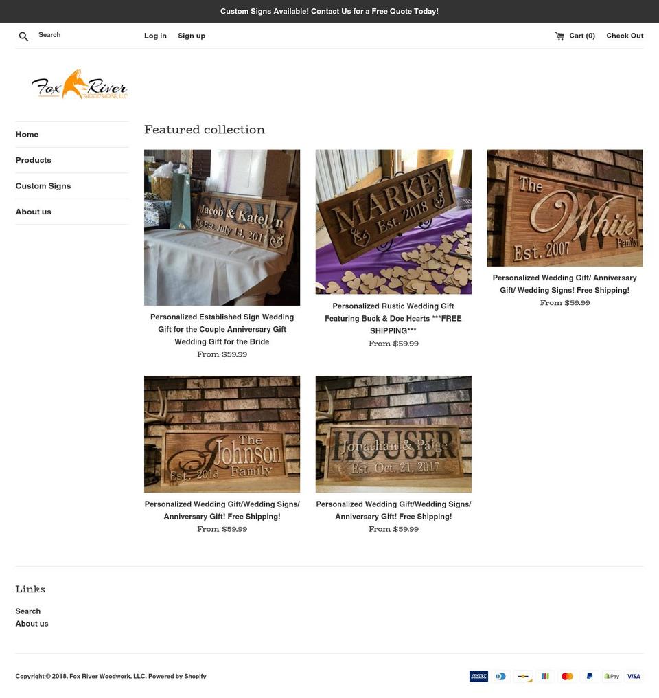 foxriverwoodwork.com — Shopify storefront screenshot