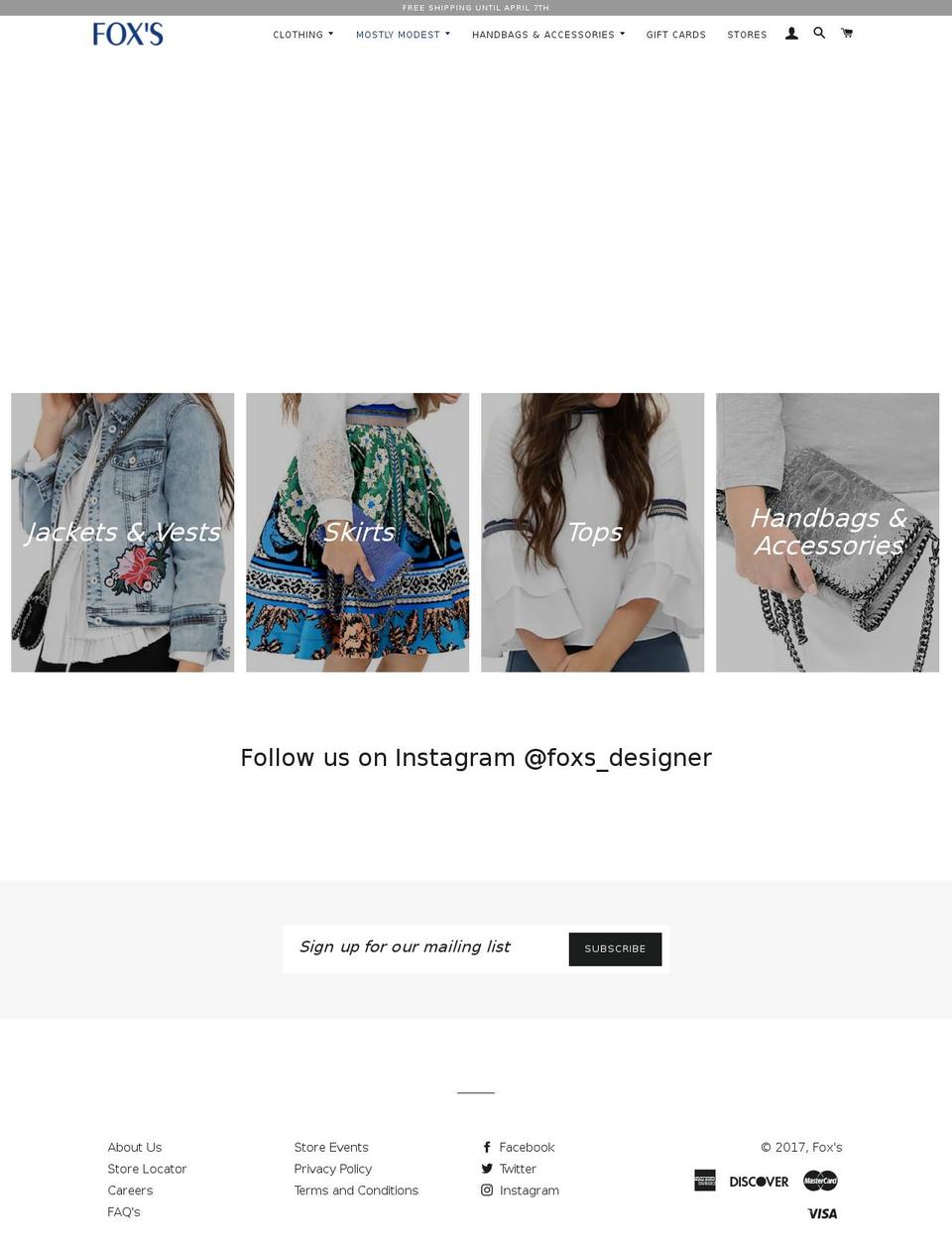 foxs.com shopify website screenshot
