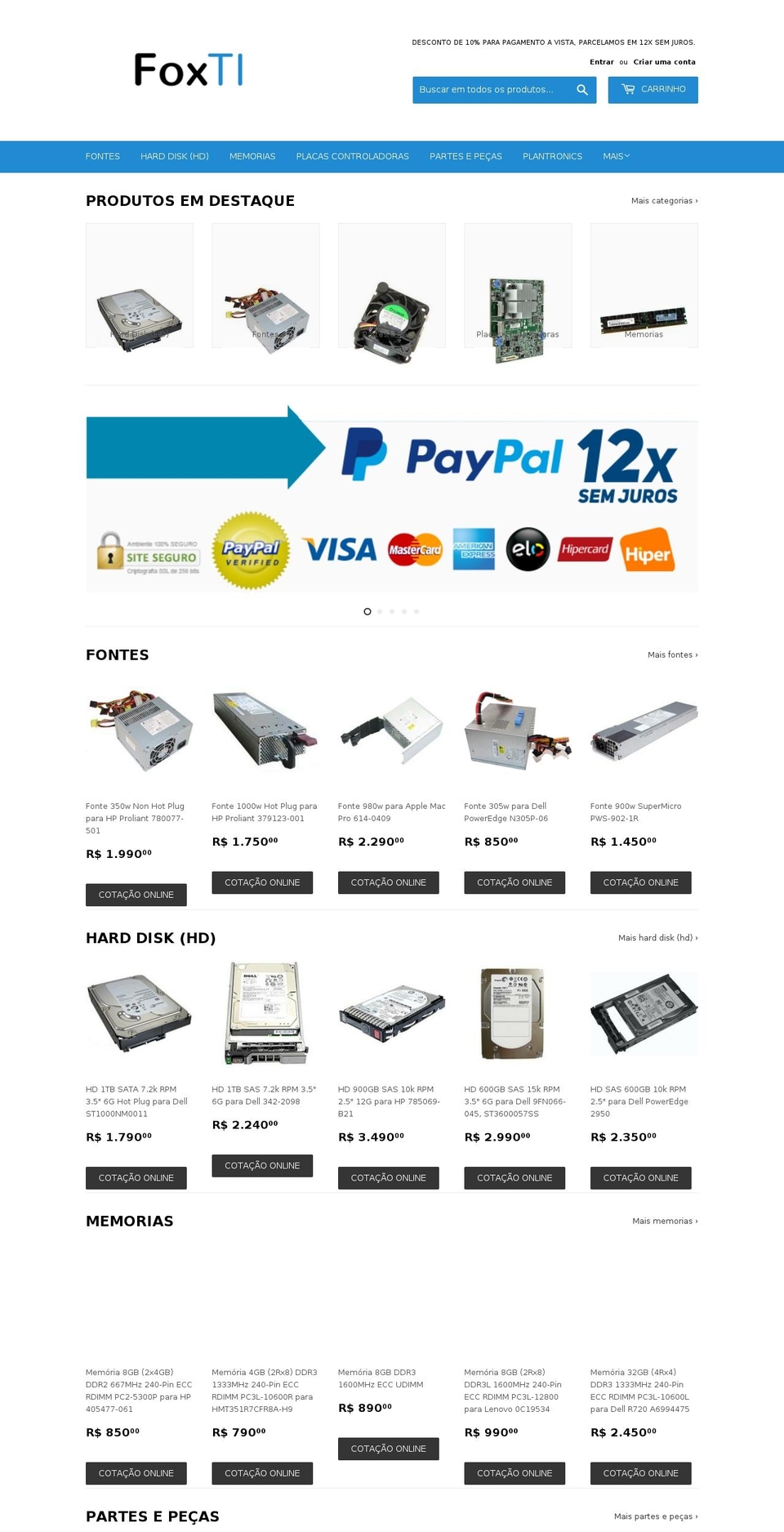 foxti.com.br shopify website screenshot