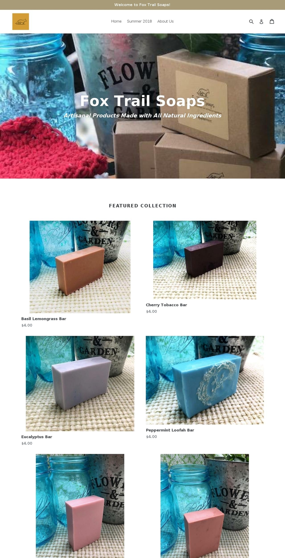 foxtrailsoaps.com — Shopify storefront screenshot