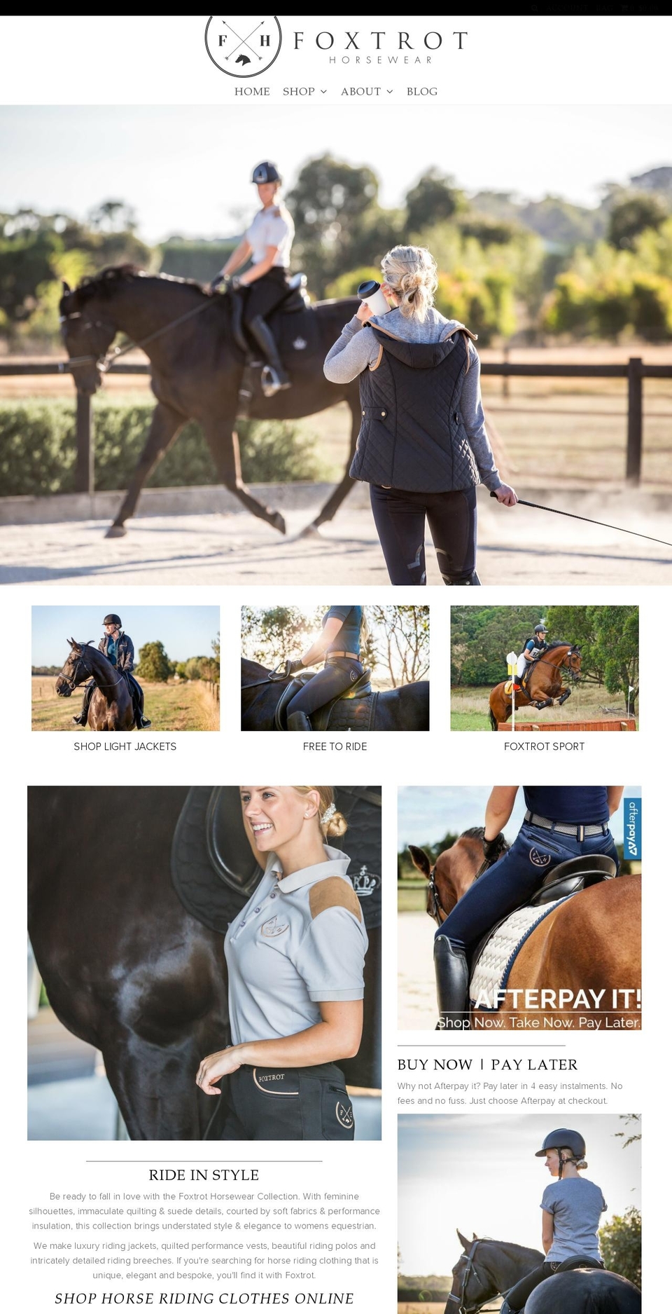 foxtrothorsewear.com — Shopify storefront screenshot