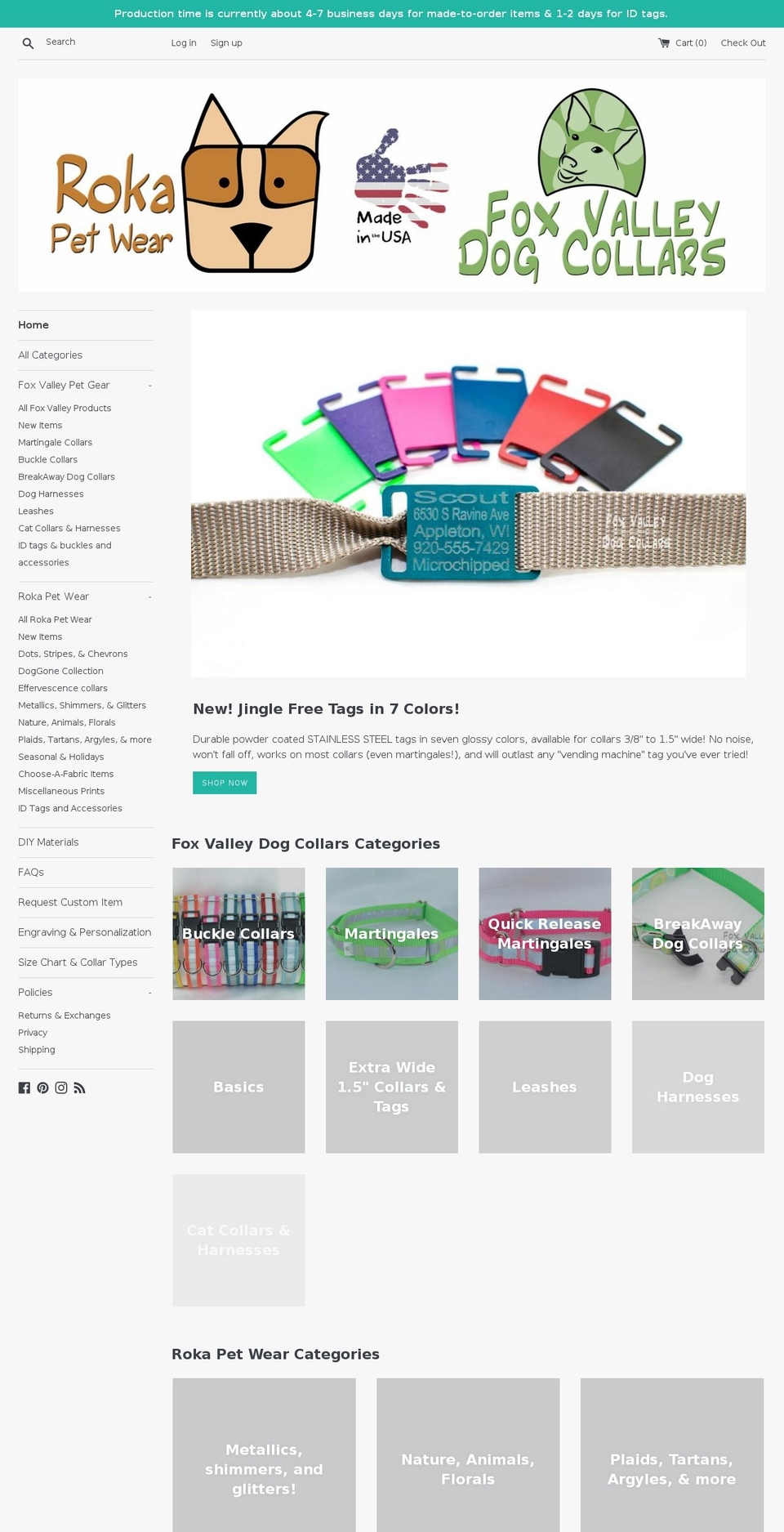 foxvalleydogcollars.com — Shopify storefront screenshot
