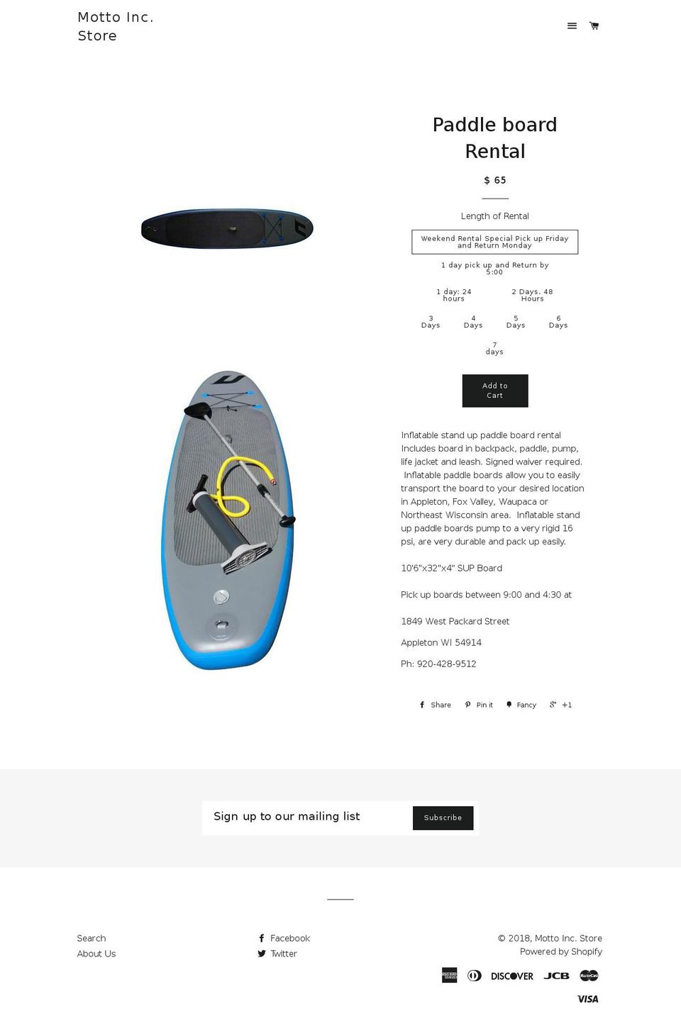 foxvalleypaddleboards.com — Shopify storefront screenshot