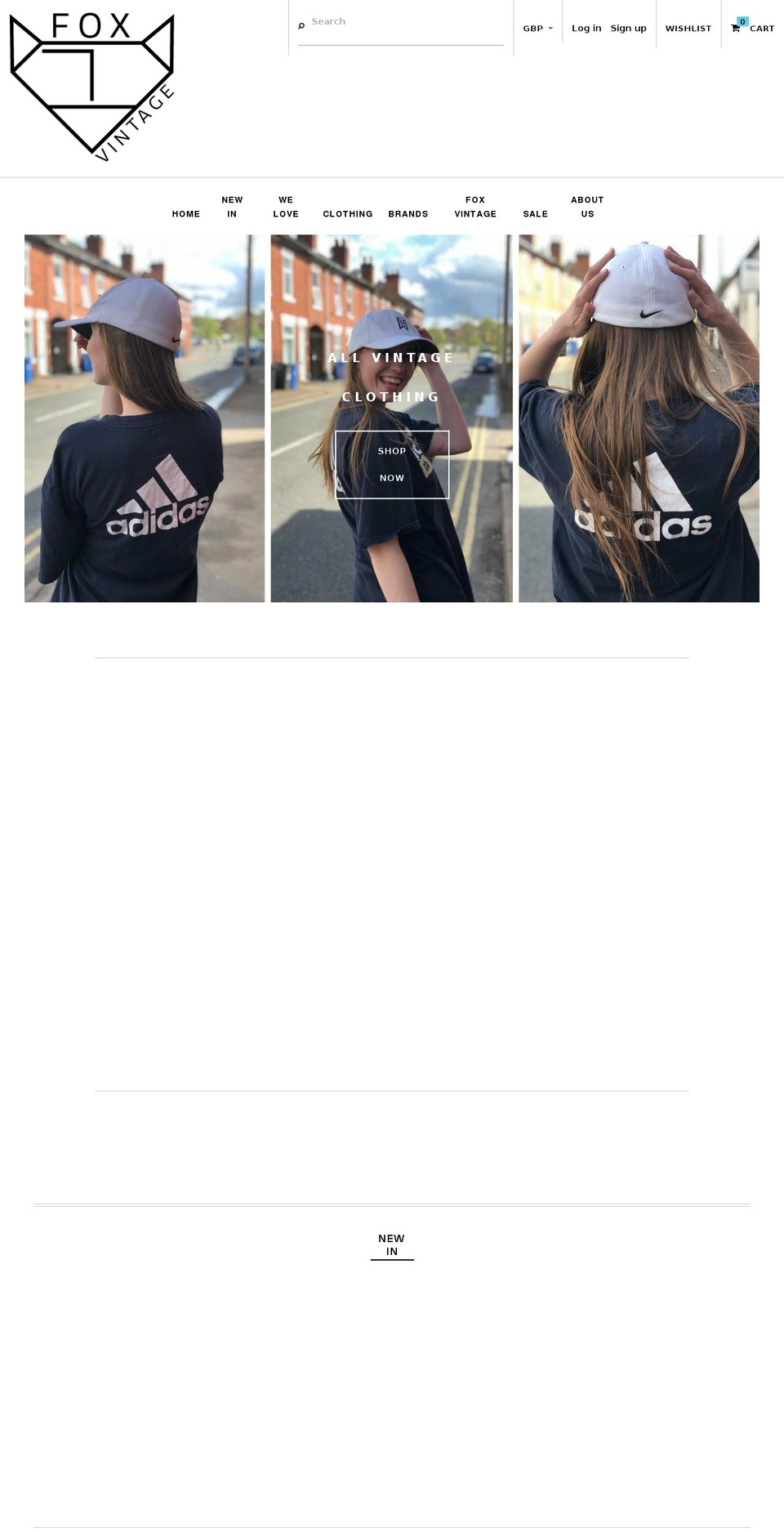 foxvintageclothing.com — Shopify storefront screenshot