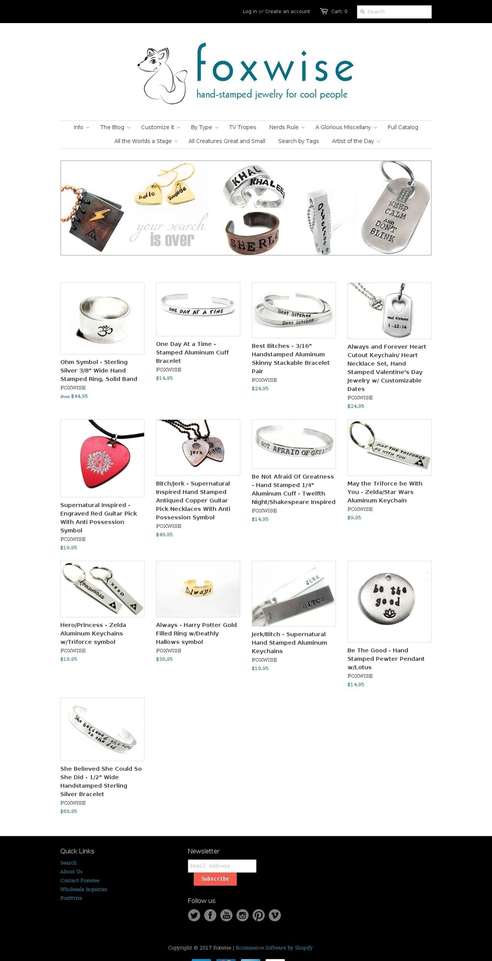 foxwisejewelry.com shopify website screenshot