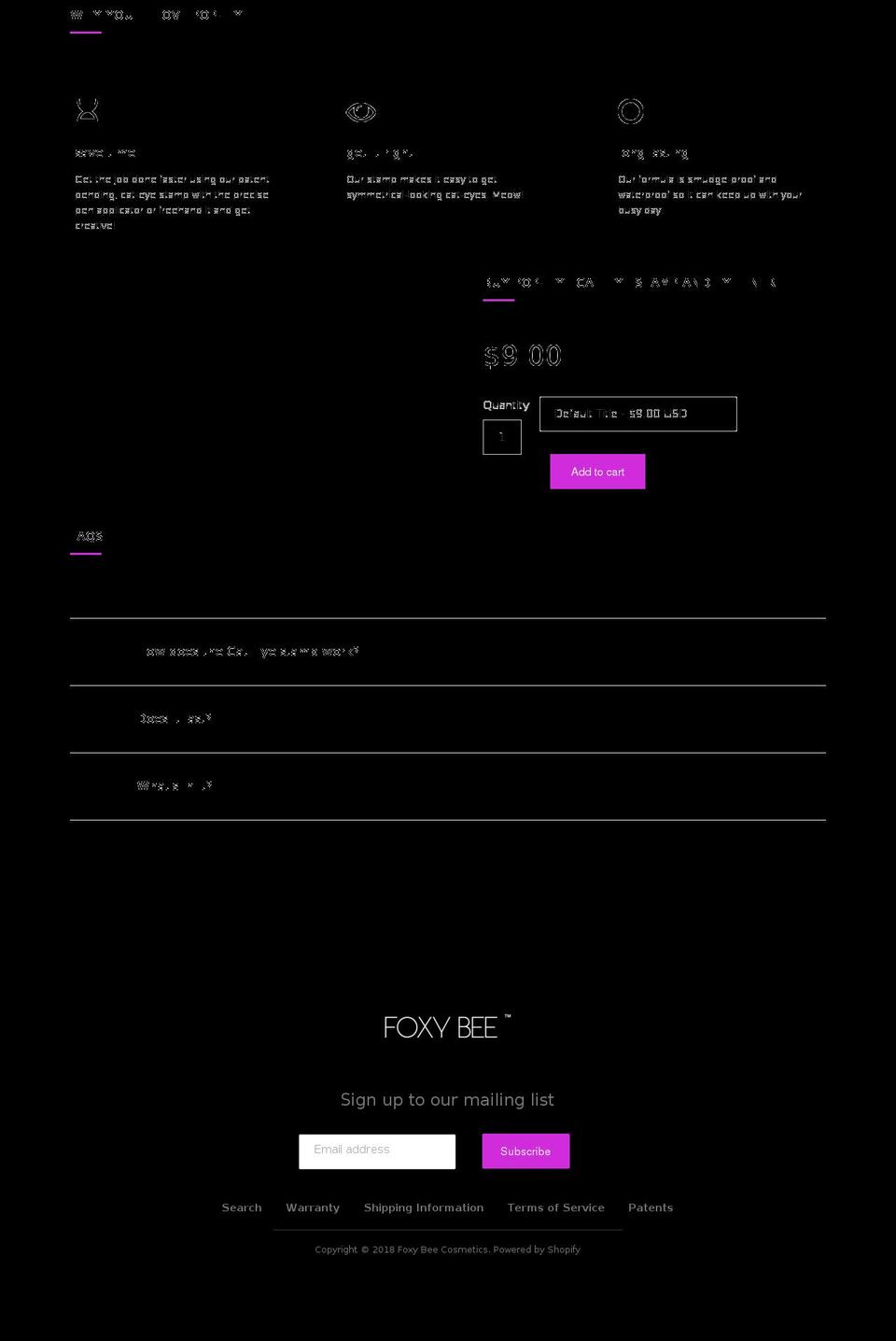 foxybeecosmetics.com — Shopify storefront screenshot