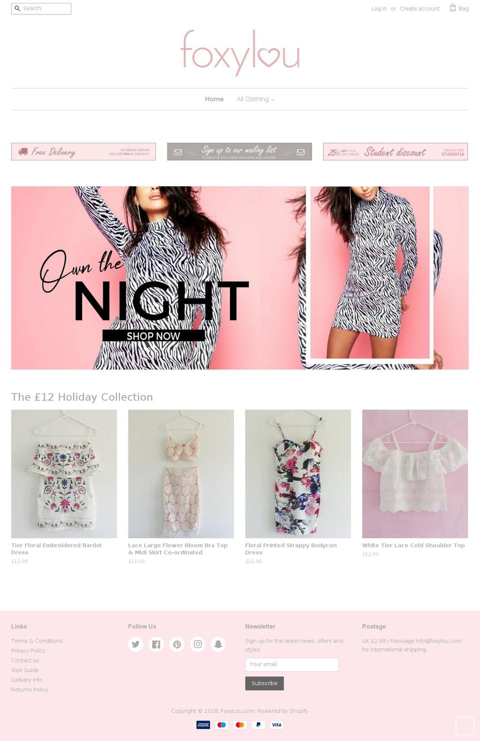foxylou.com — Shopify storefront screenshot