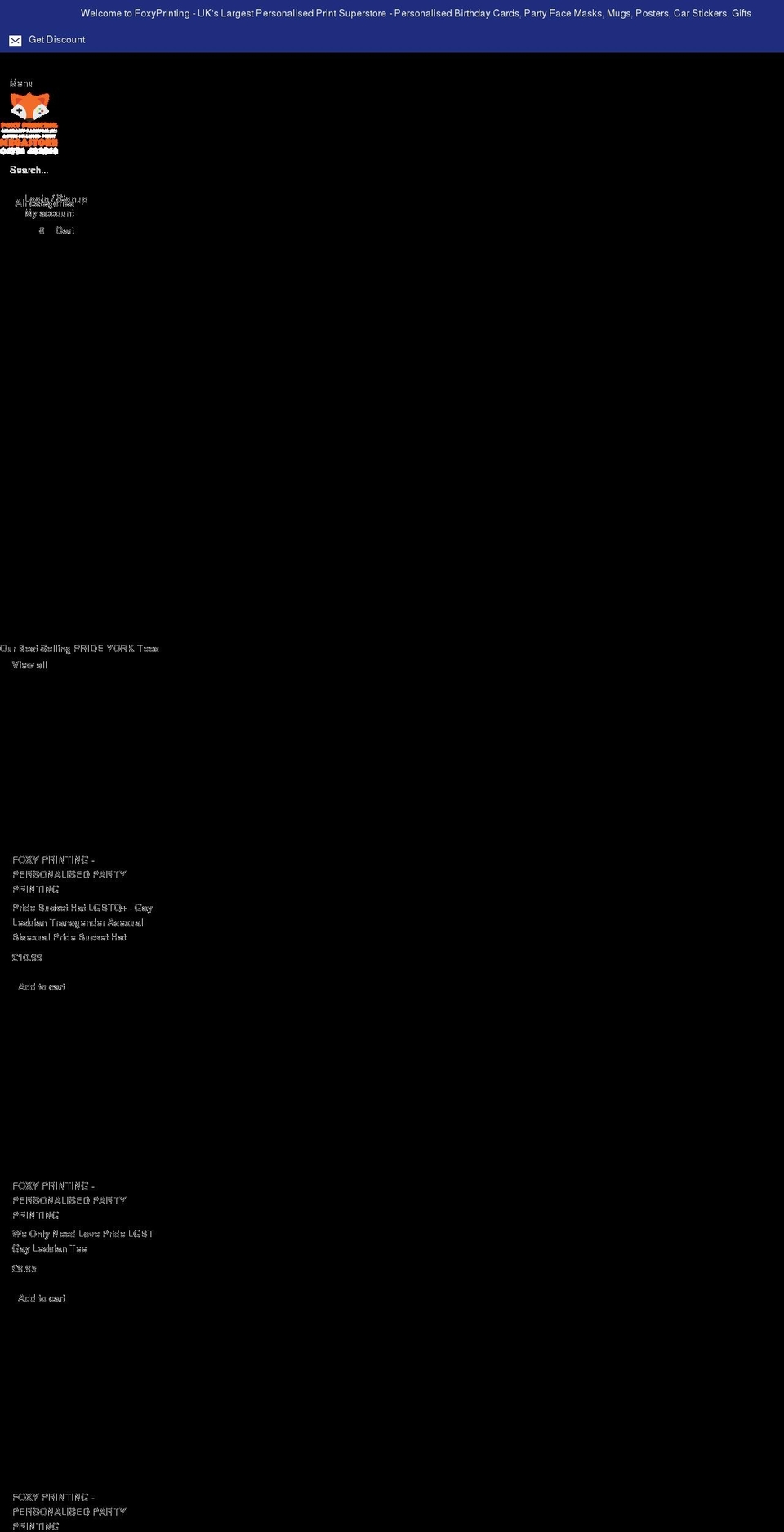 foxyprinting.co.uk shopify website screenshot