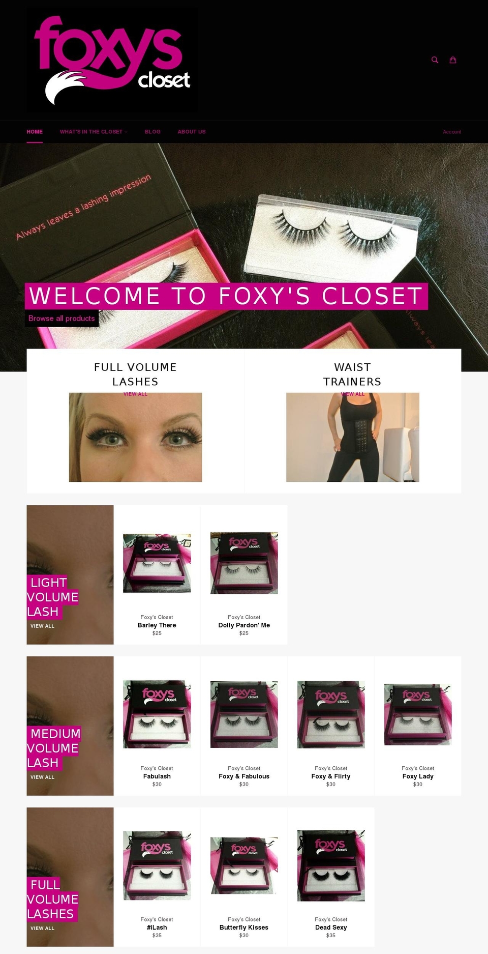 foxyscloset.com shopify website screenshot