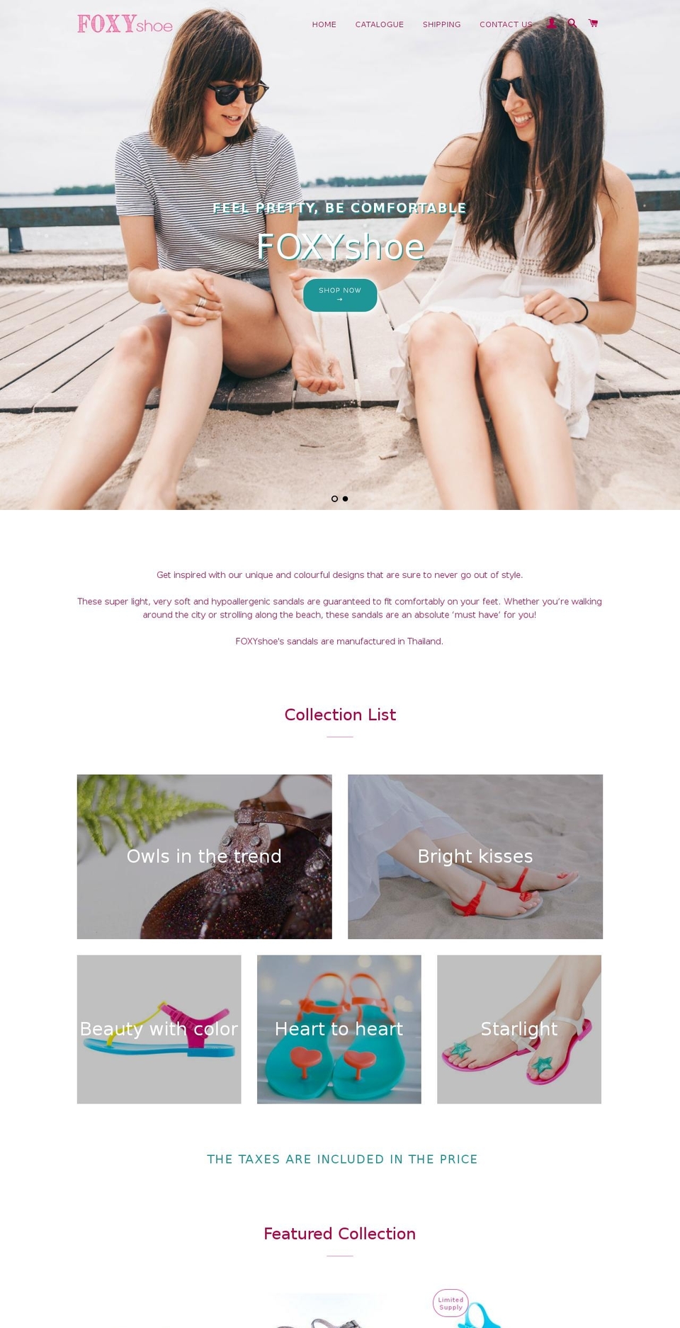 foxyshoe.com — Shopify storefront screenshot