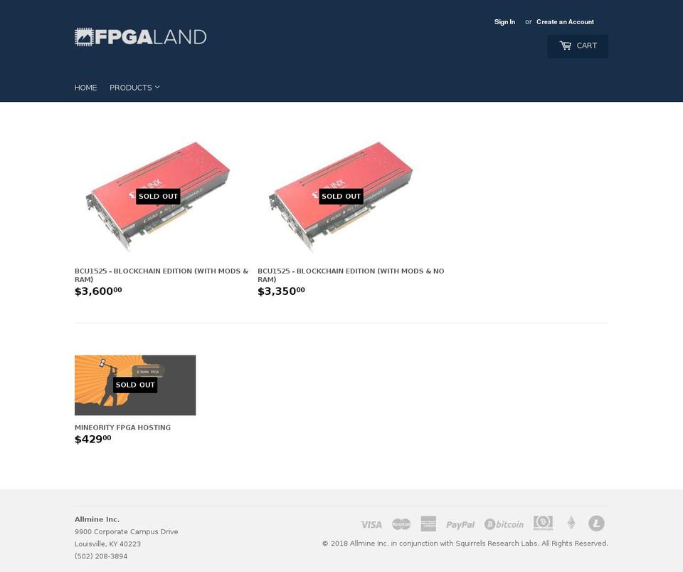 fpga.land shopify website screenshot