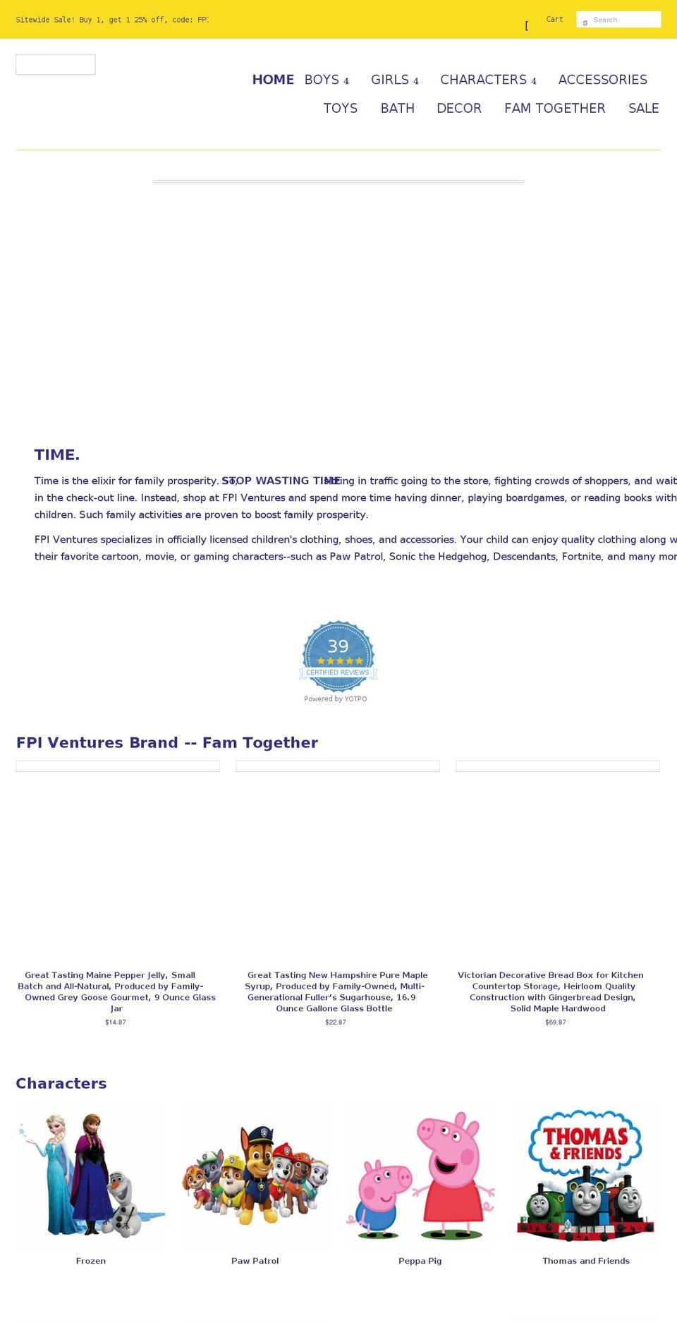 fpiventures.com shopify website screenshot