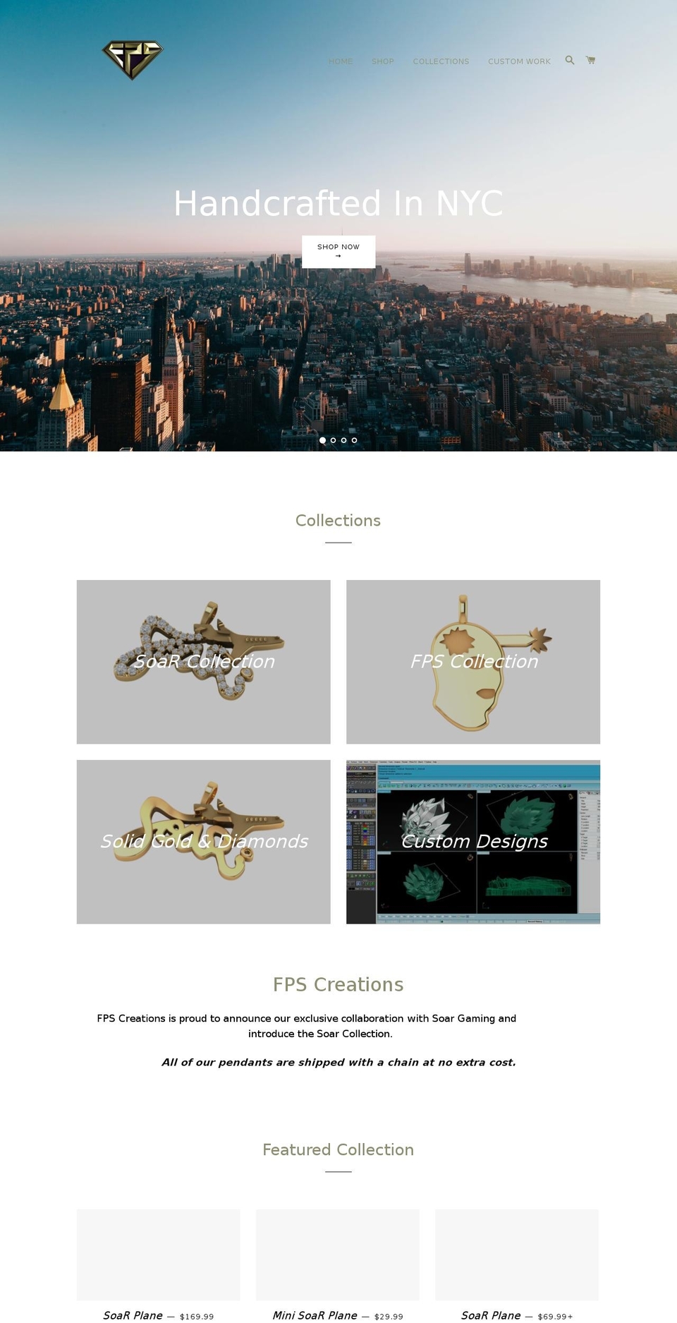 fpscreations.com shopify website screenshot