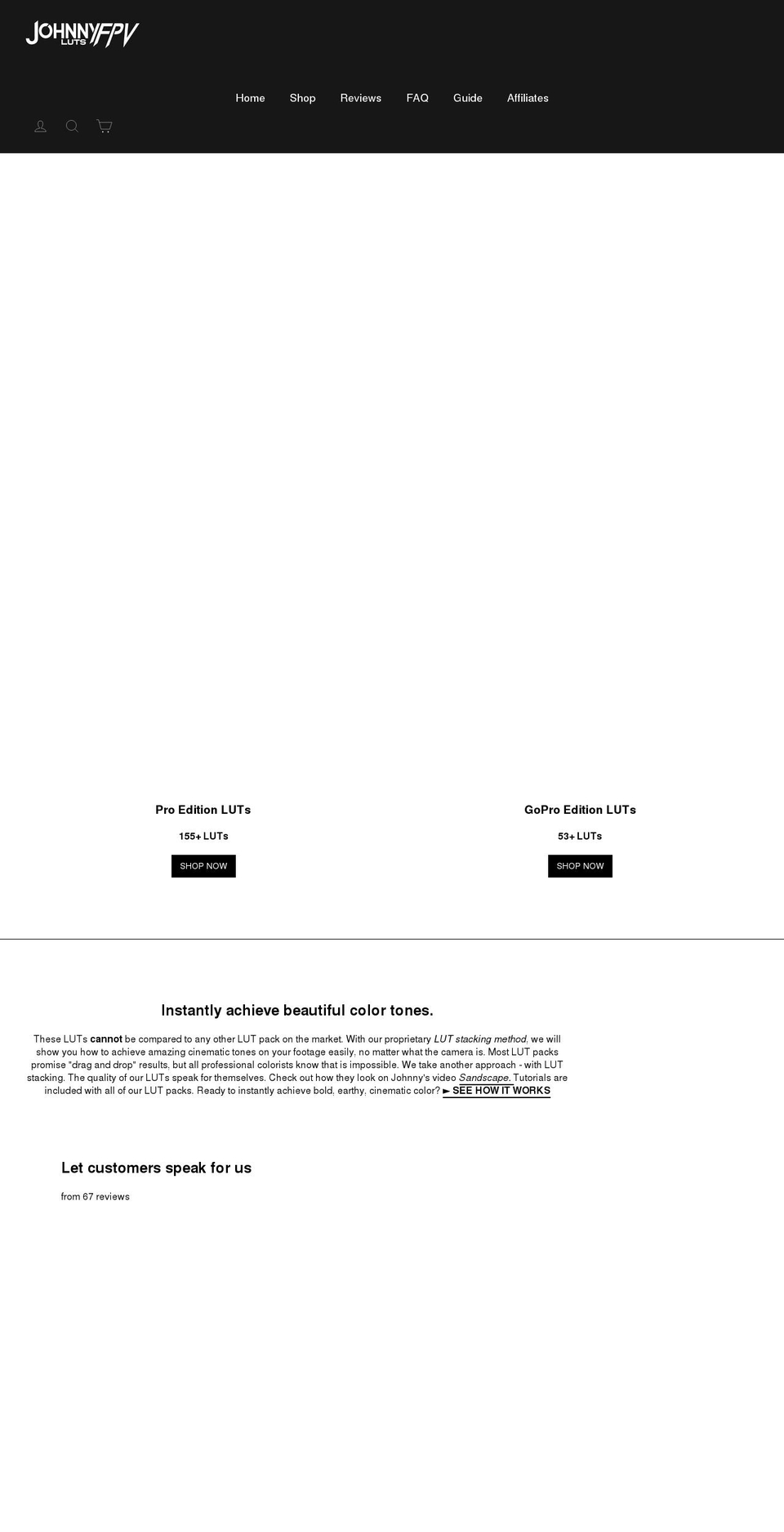 fpvluts.com shopify website screenshot