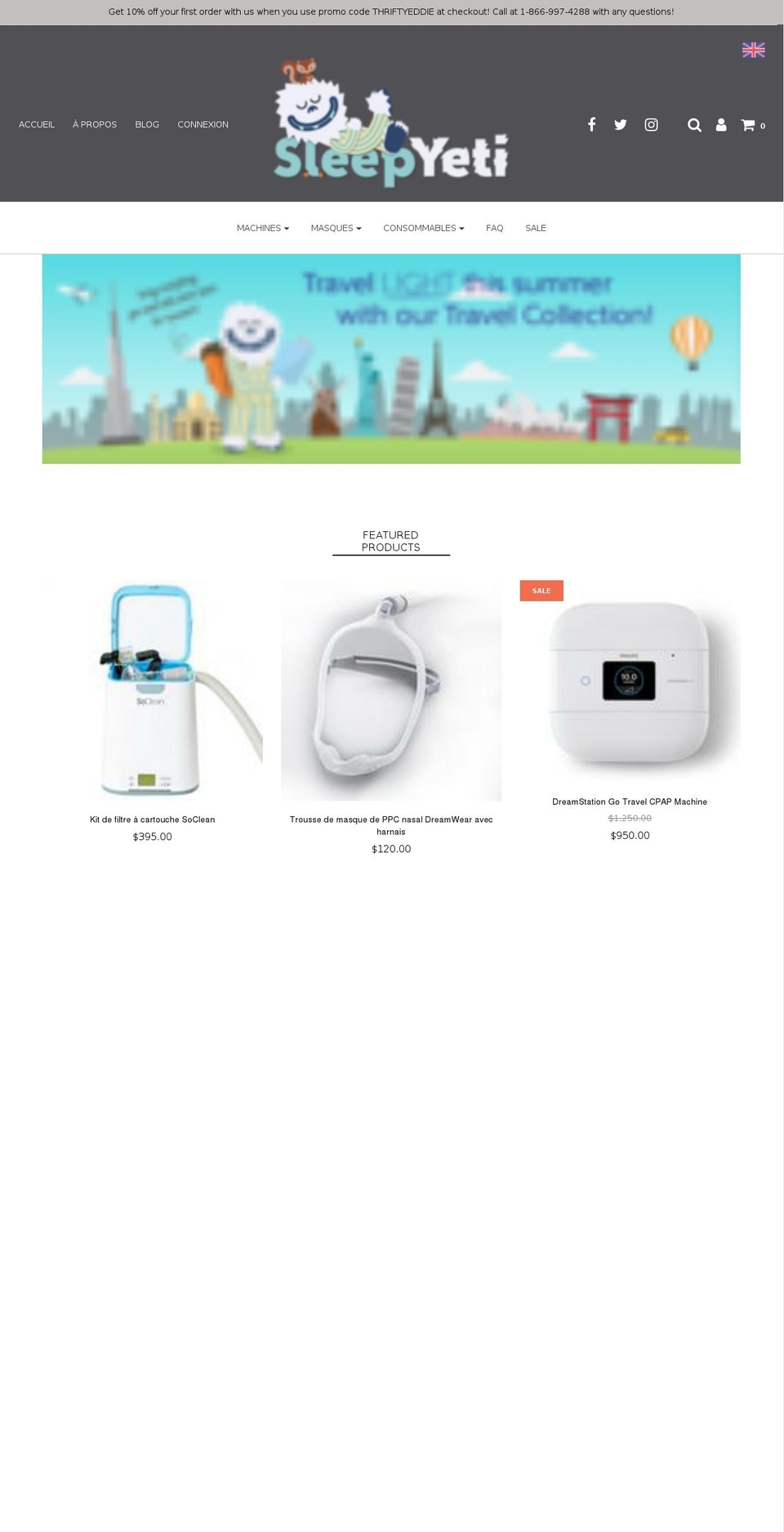fr-sleepyeti.com shopify website screenshot
