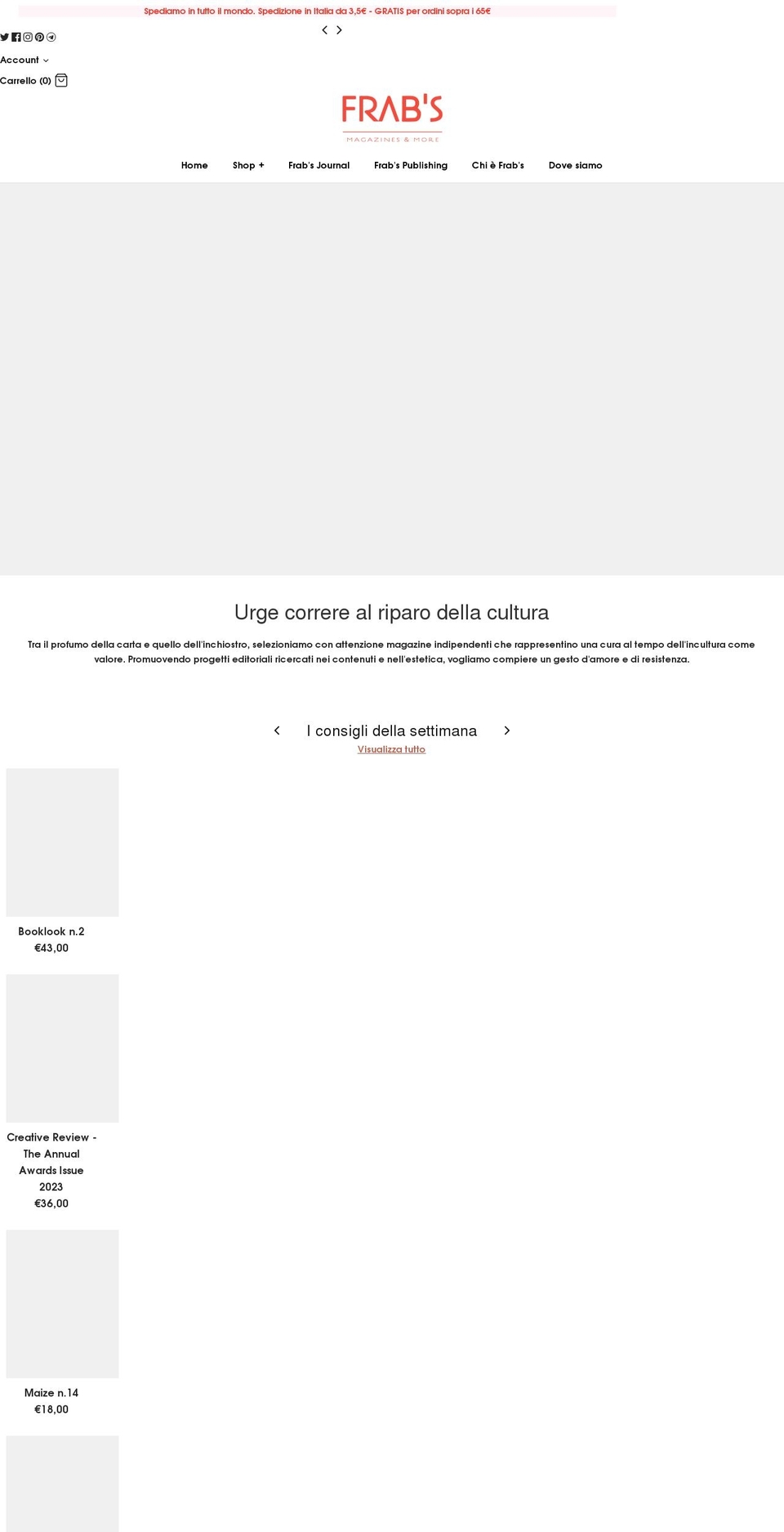 frabsmagazines.com shopify website screenshot