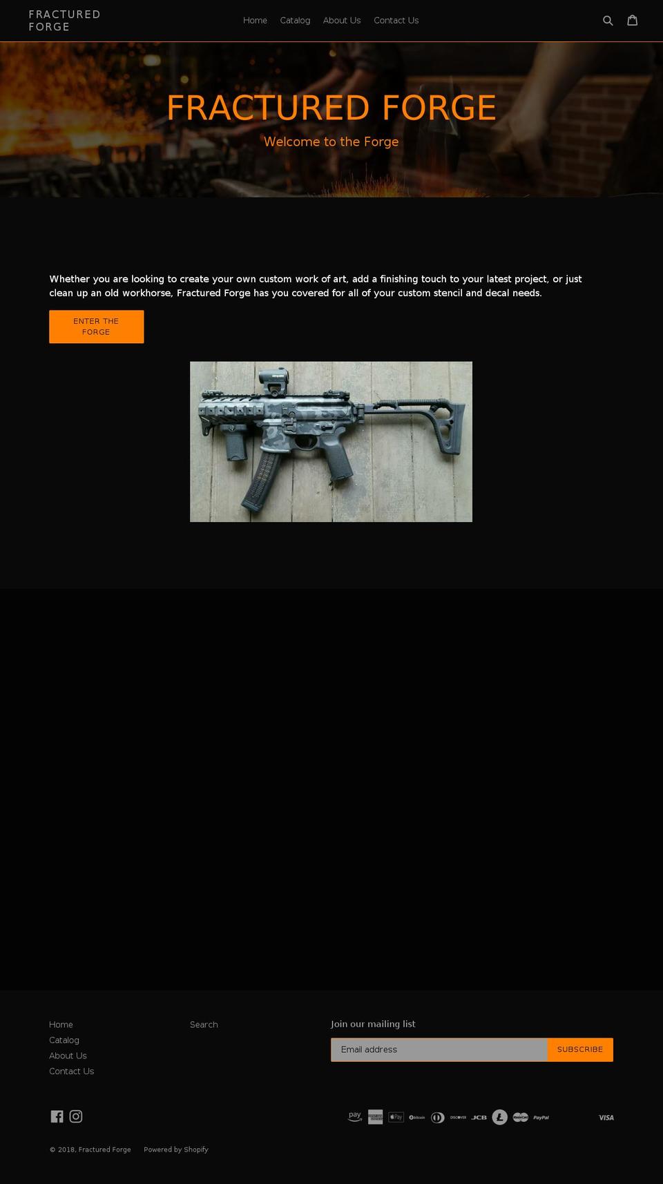 fracturedforge.com — Shopify storefront screenshot