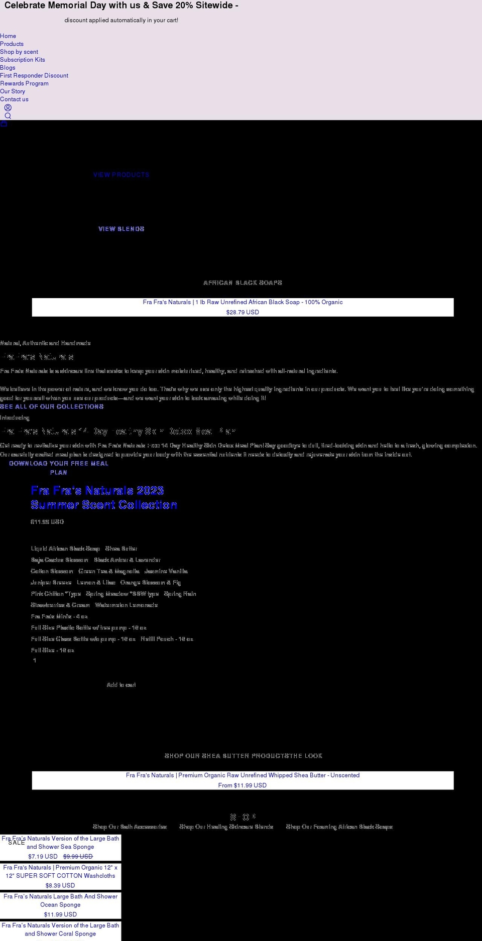 frafrasnaturals.com — Shopify storefront screenshot