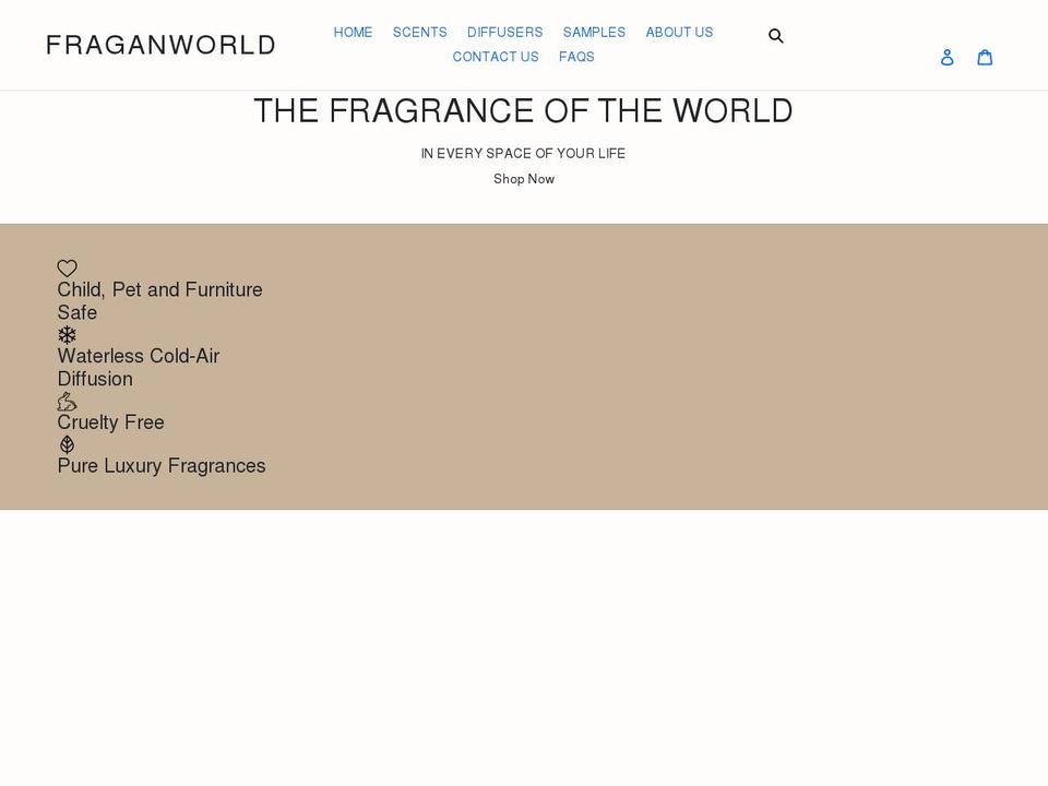 fraganworld.com shopify website screenshot