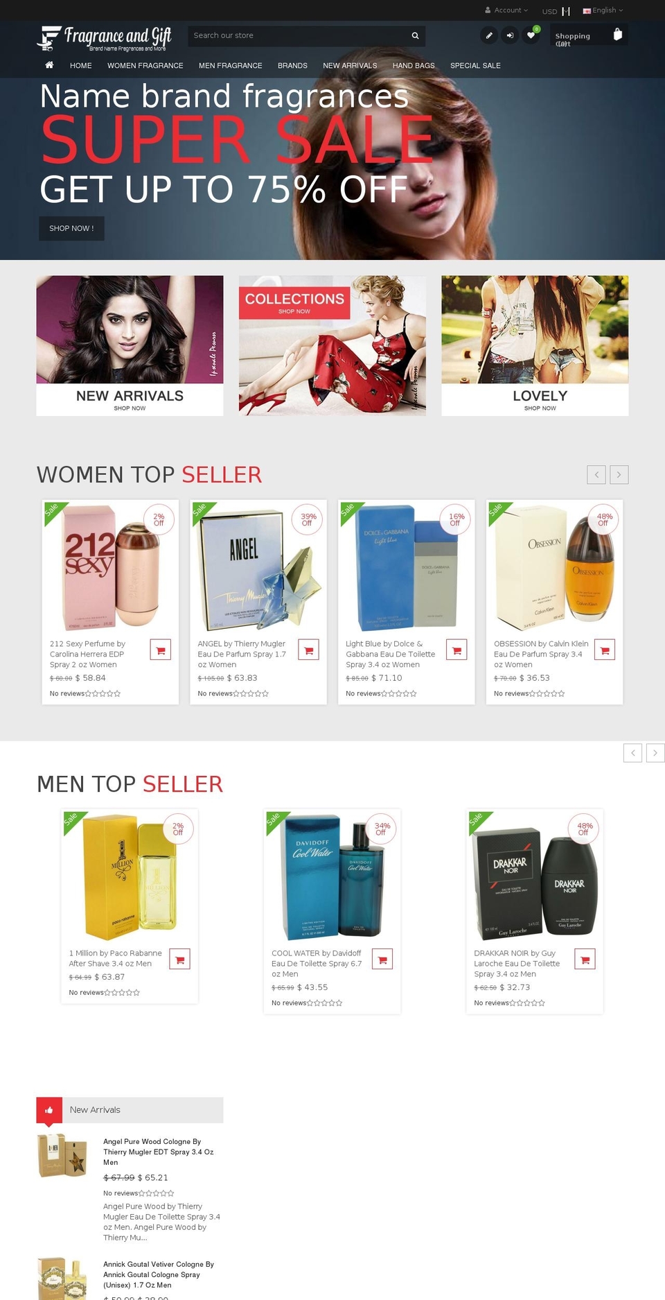 effect Shopify theme site example fragranceandgift.com