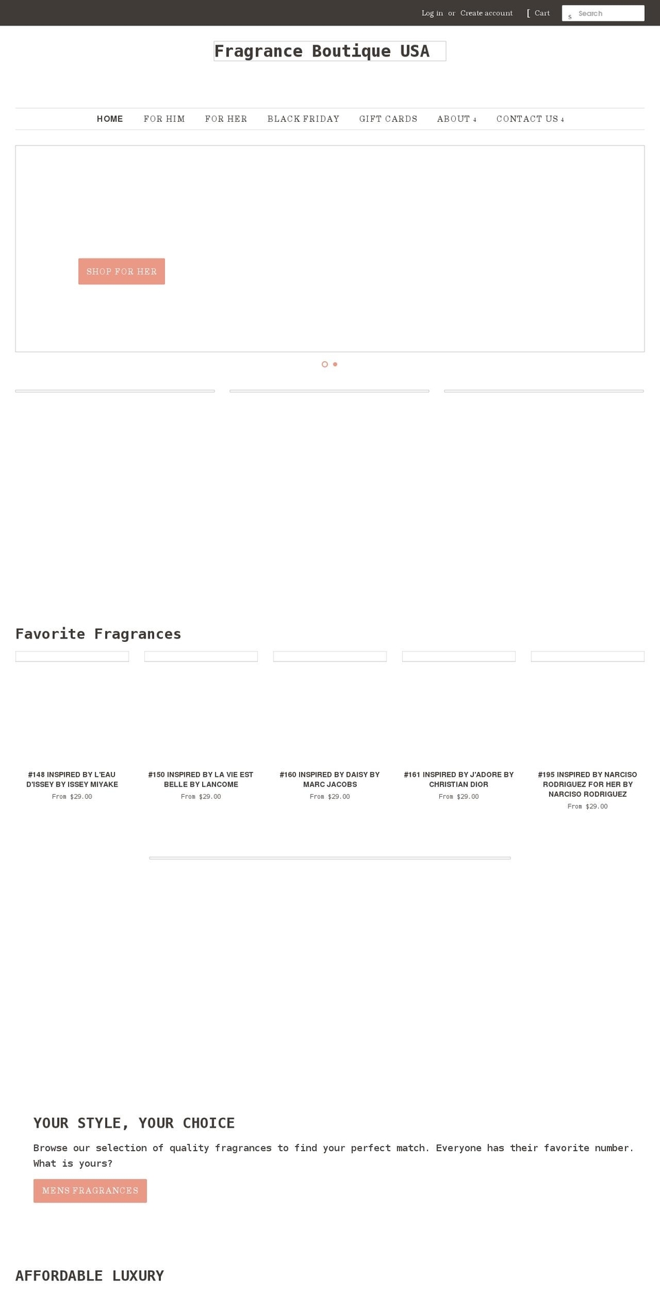 fragranceboutiqueusa.com shopify website screenshot