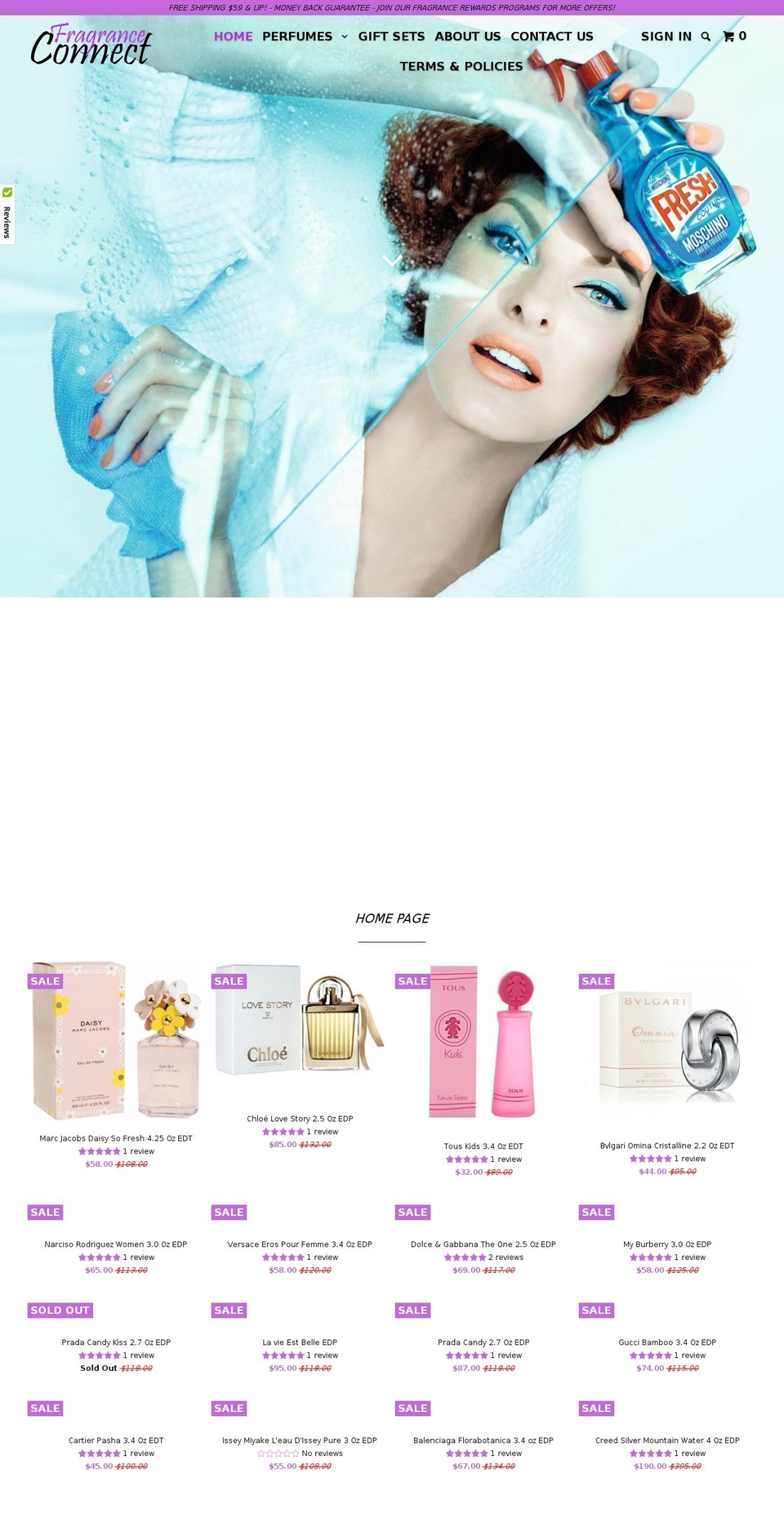 fragranceconnect.com shopify website screenshot