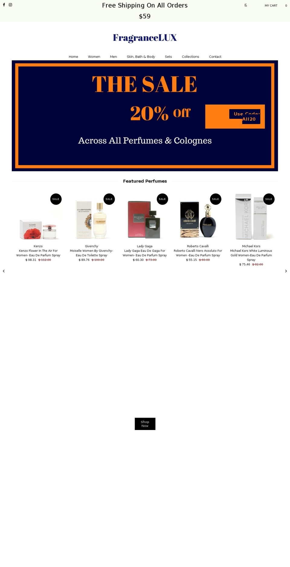 fragrancelux.com shopify website screenshot