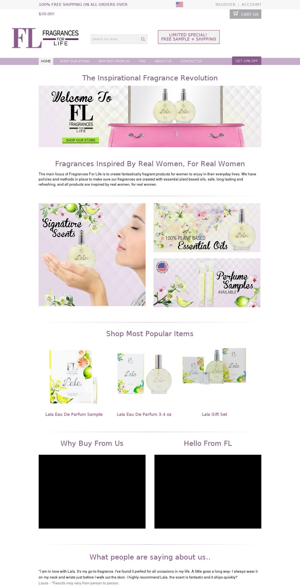 fragrancesforlife.com — Shopify storefront screenshot