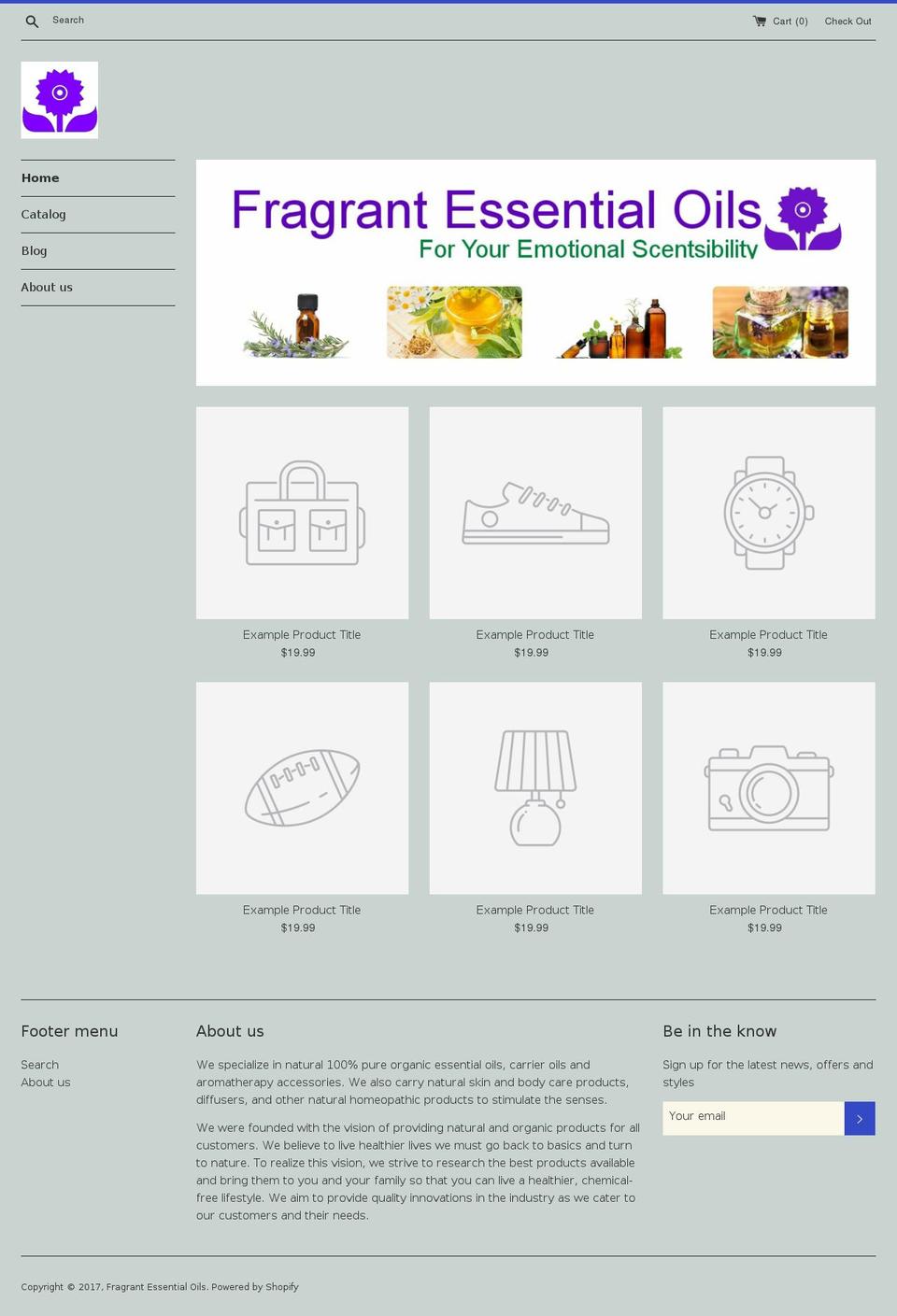 fragrantessentialoils.com shopify website screenshot