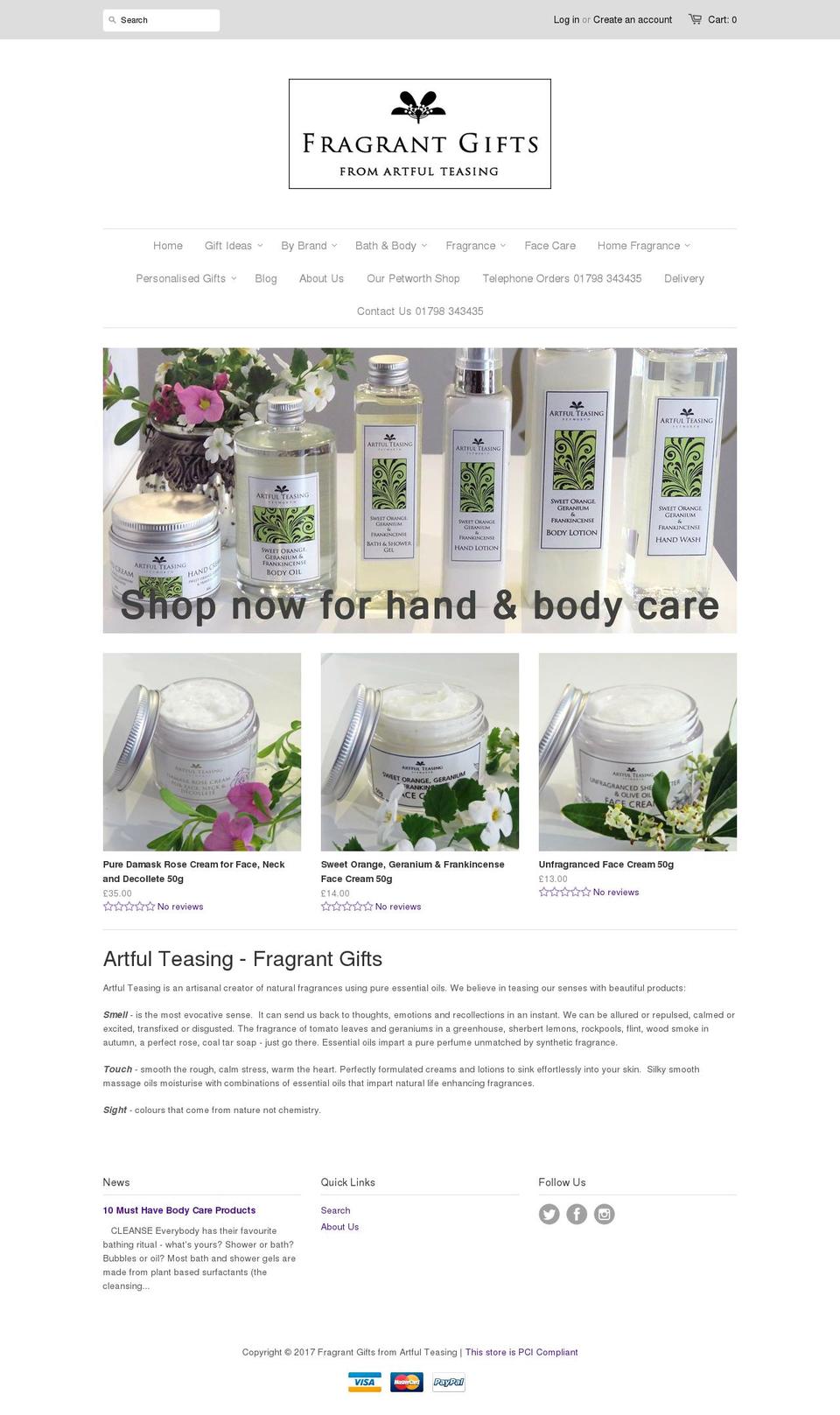 fragrantgifts.co.uk shopify website screenshot