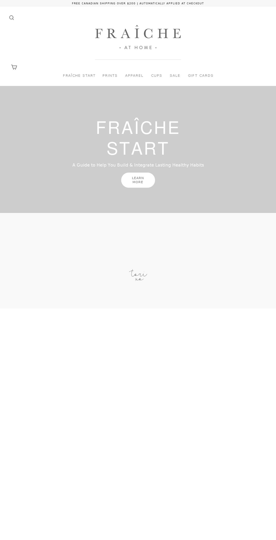 fraicheathome.com shopify website screenshot