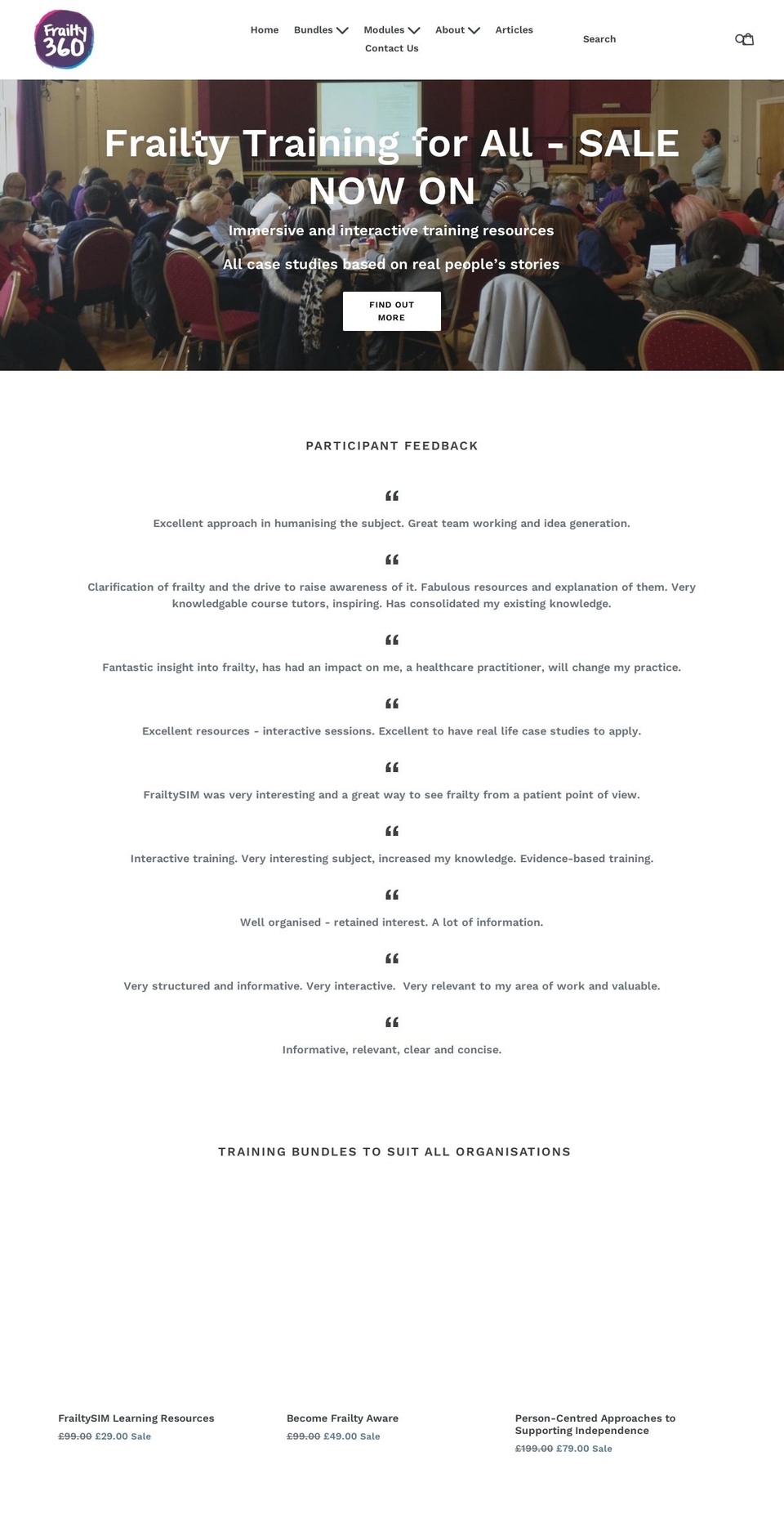 frailty360.org shopify website screenshot