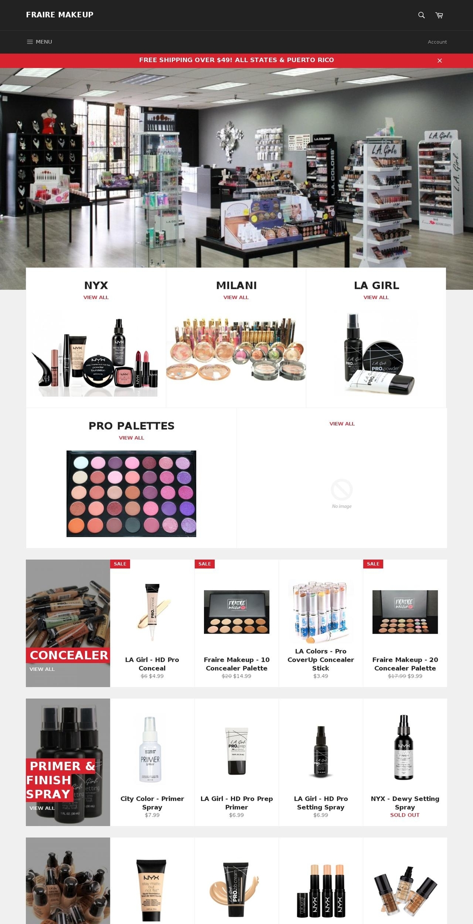 frairemakeup.com shopify website screenshot