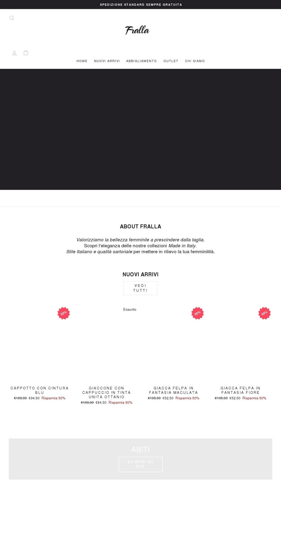 frallafashion.com shopify website screenshot