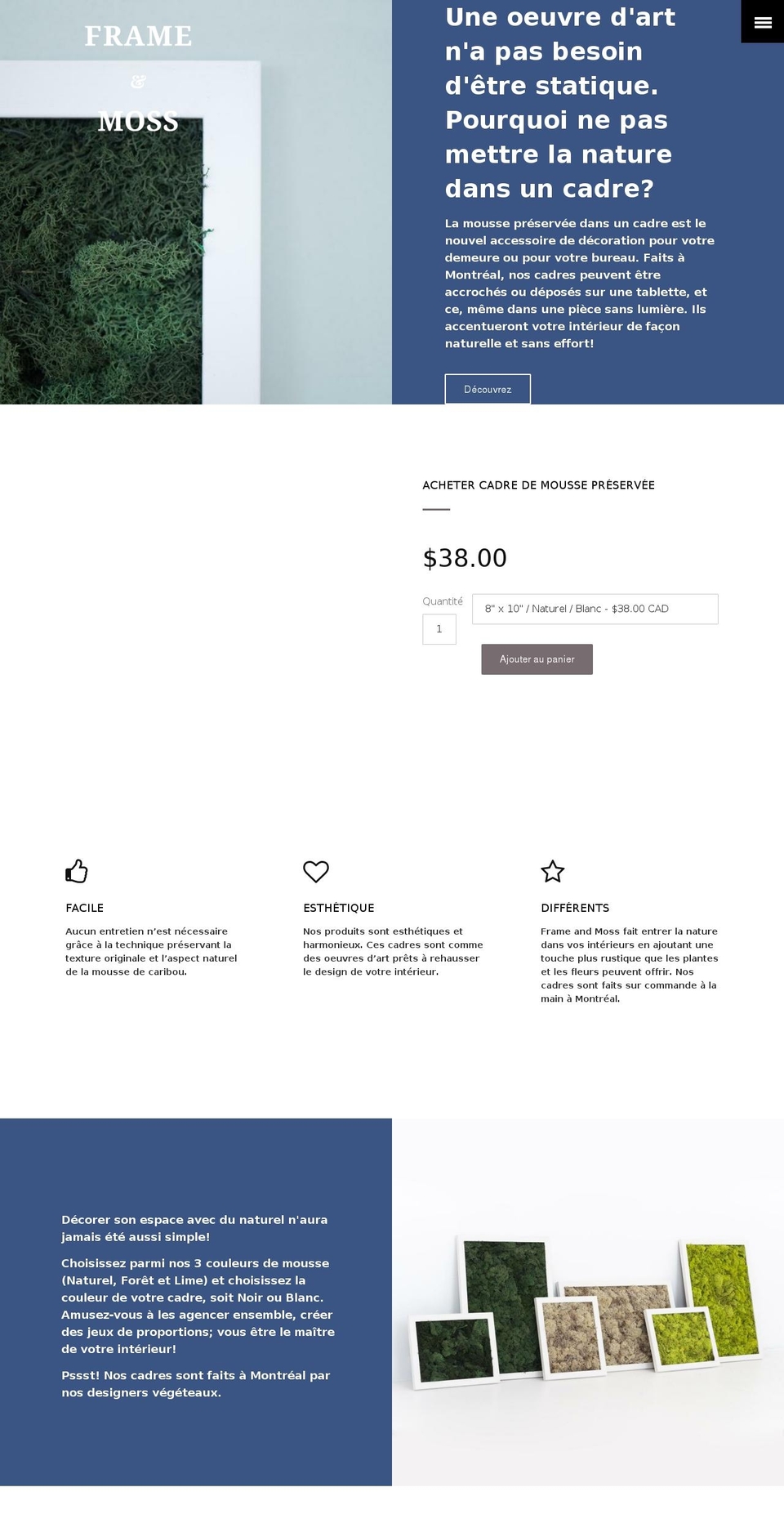 frameandmoss.com — Shopify storefront screenshot