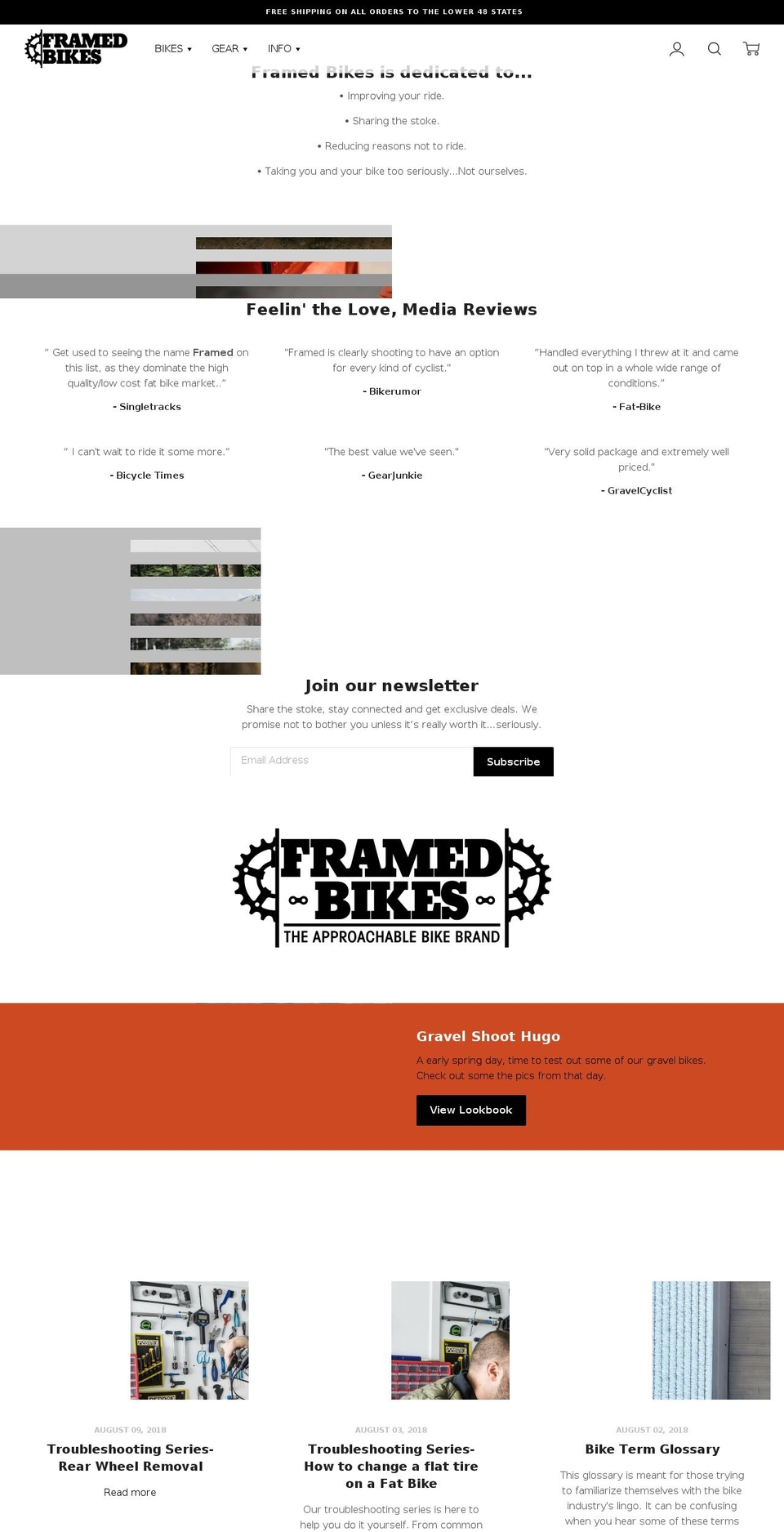 framedbikes.com shopify website screenshot