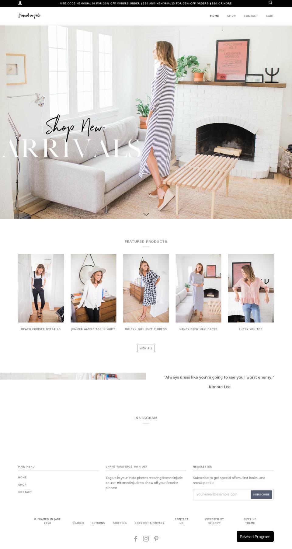 framedinjade.com — Shopify storefront screenshot