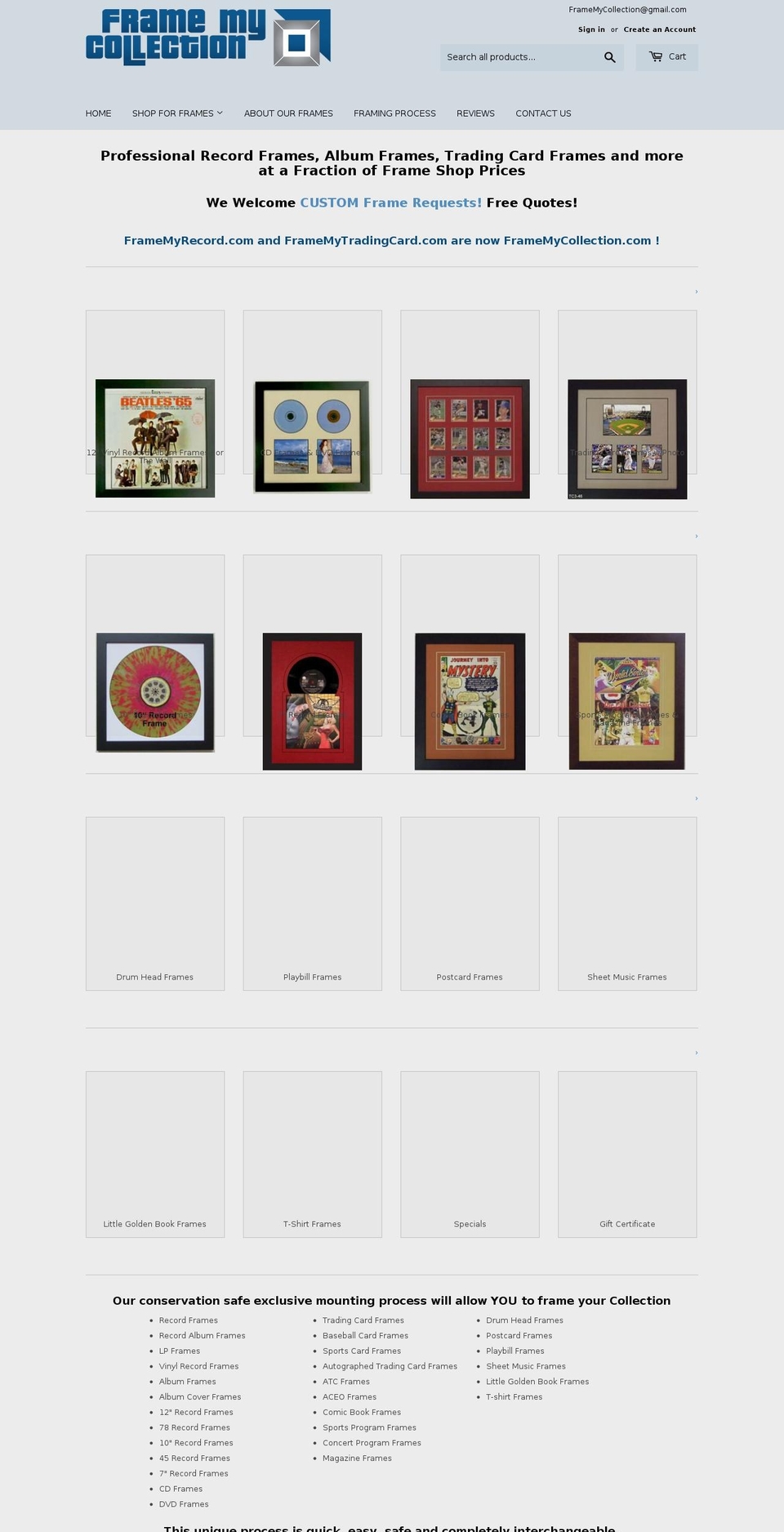 framemycd.com — Shopify storefront screenshot